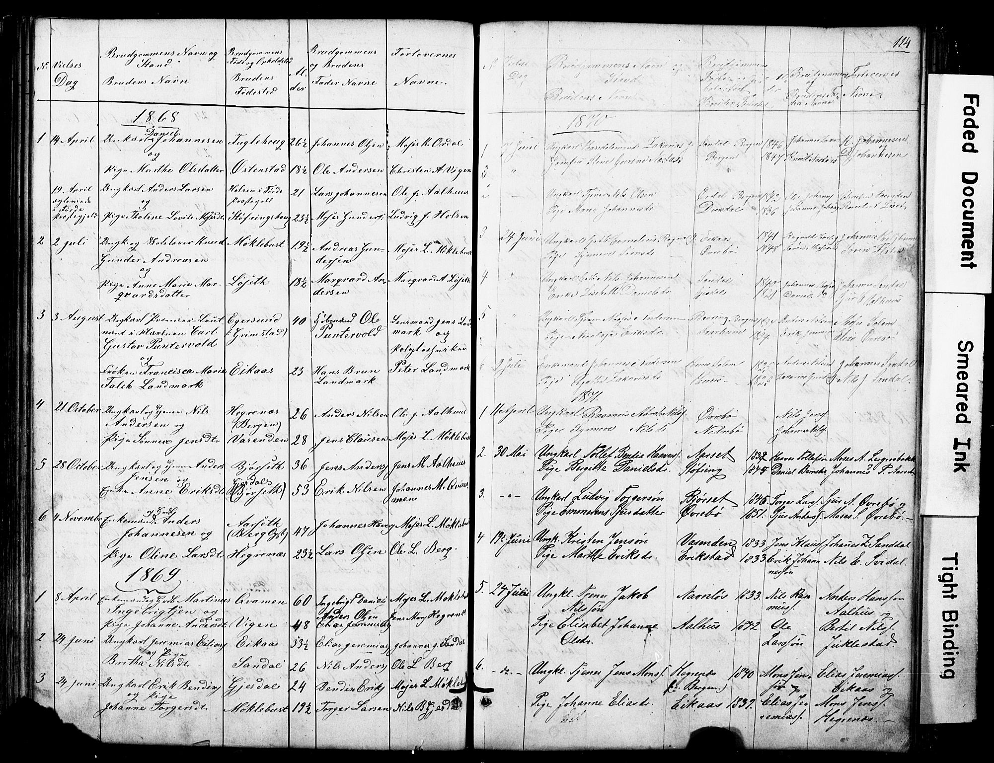 Jølster sokneprestembete, SAB/A-80701/H/Hab/Haba/L0001: Parish register (copy) no. A 1, 1853-1894, p. 114
