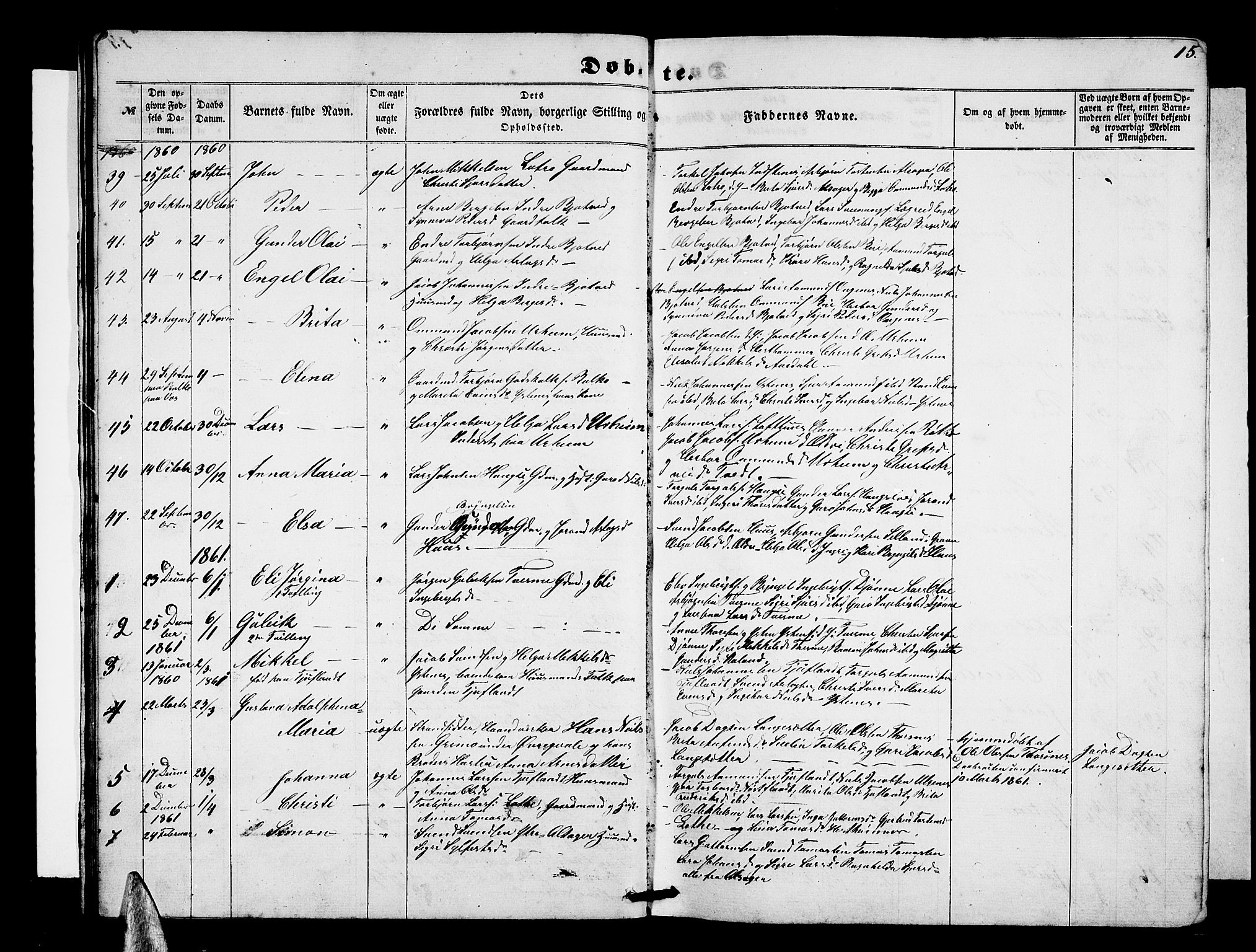 Ullensvang sokneprestembete, SAB/A-78701/H/Hab: Parish register (copy) no. E 6, 1857-1886, p. 15