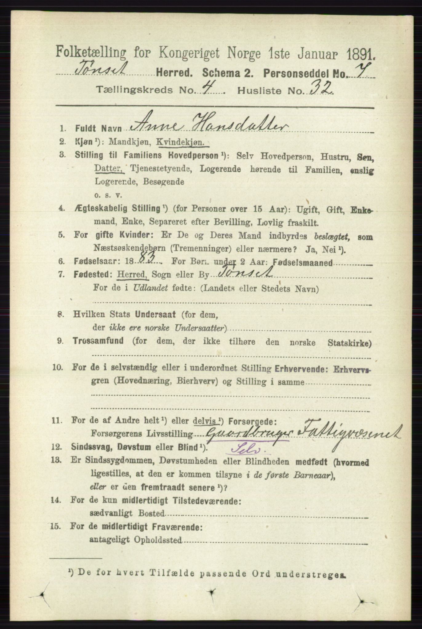 RA, 1891 census for 0437 Tynset, 1891, p. 948