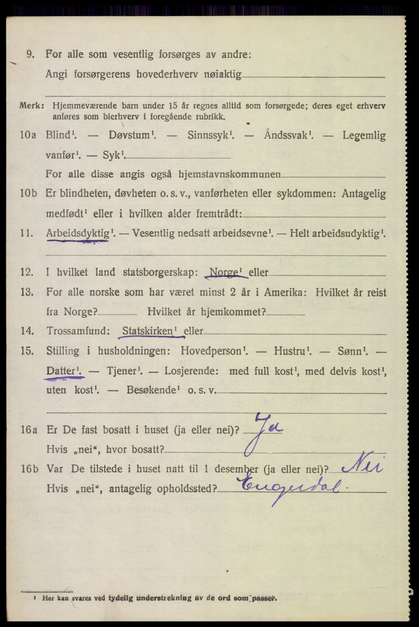 SAH, 1920 census for Trysil, 1920, p. 7626