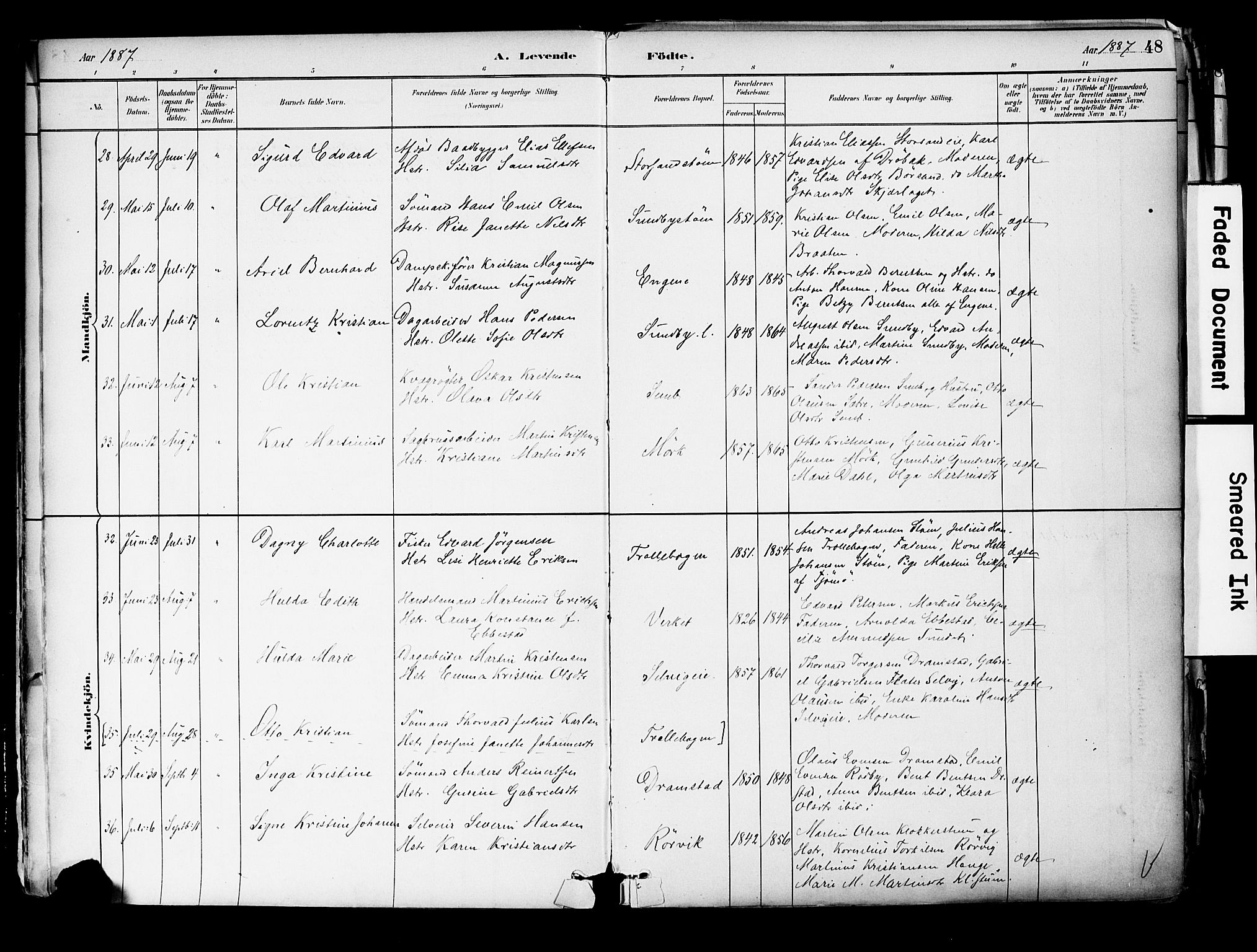 Hurum kirkebøker, SAKO/A-229/F/Fa/L0014: Parish register (official) no. 14, 1882-1895, p. 48