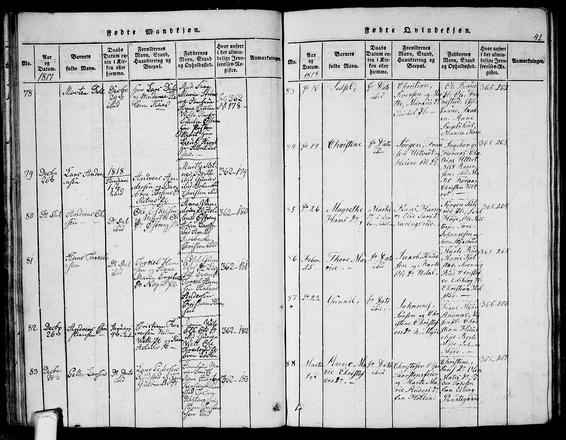 Eidsberg prestekontor Kirkebøker, AV/SAO-A-10905/G/Ga/L0001: Parish register (copy) no. I 1, 1814-1831, p. 41