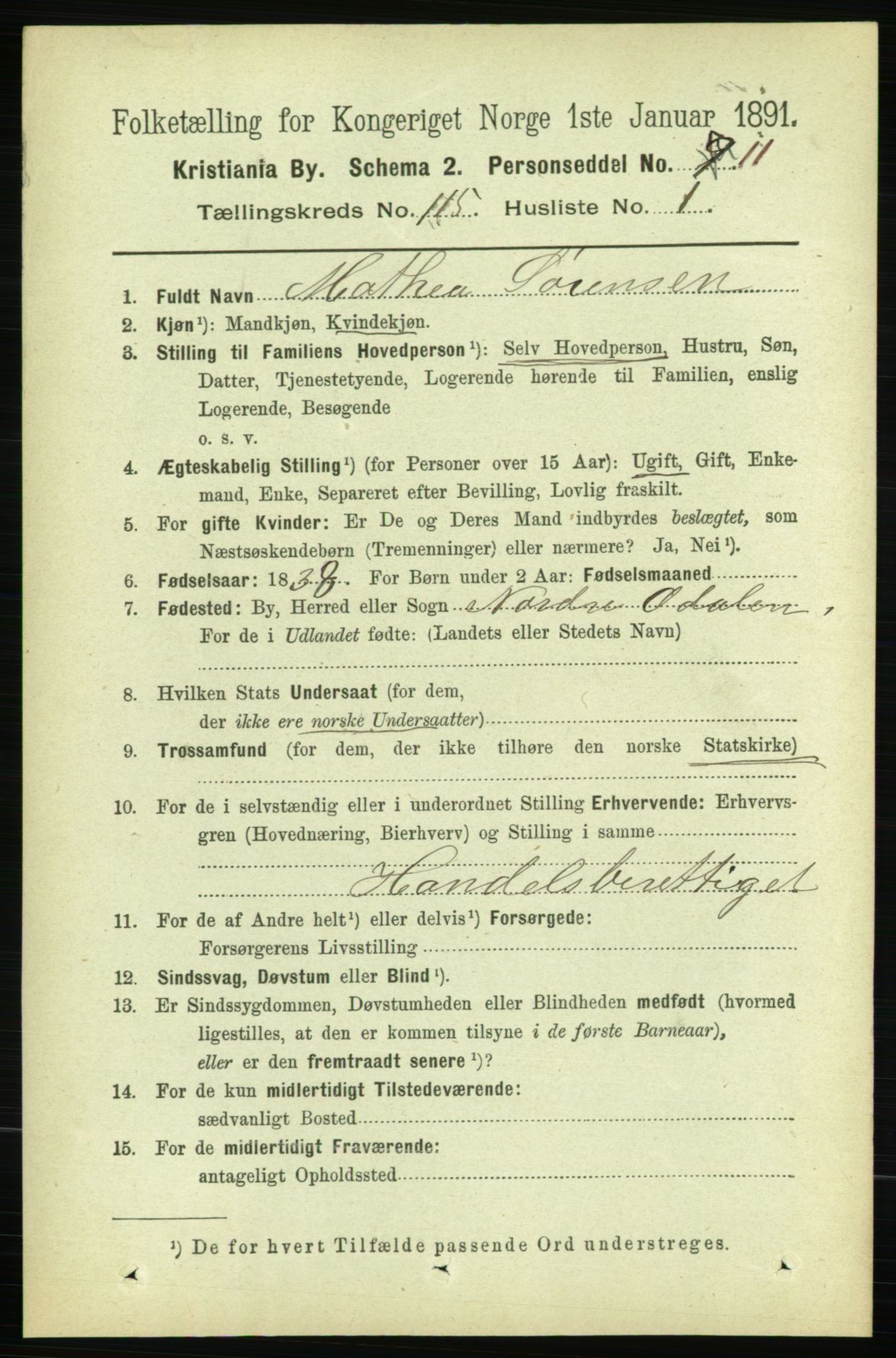 RA, 1891 census for 0301 Kristiania, 1891, p. 61621