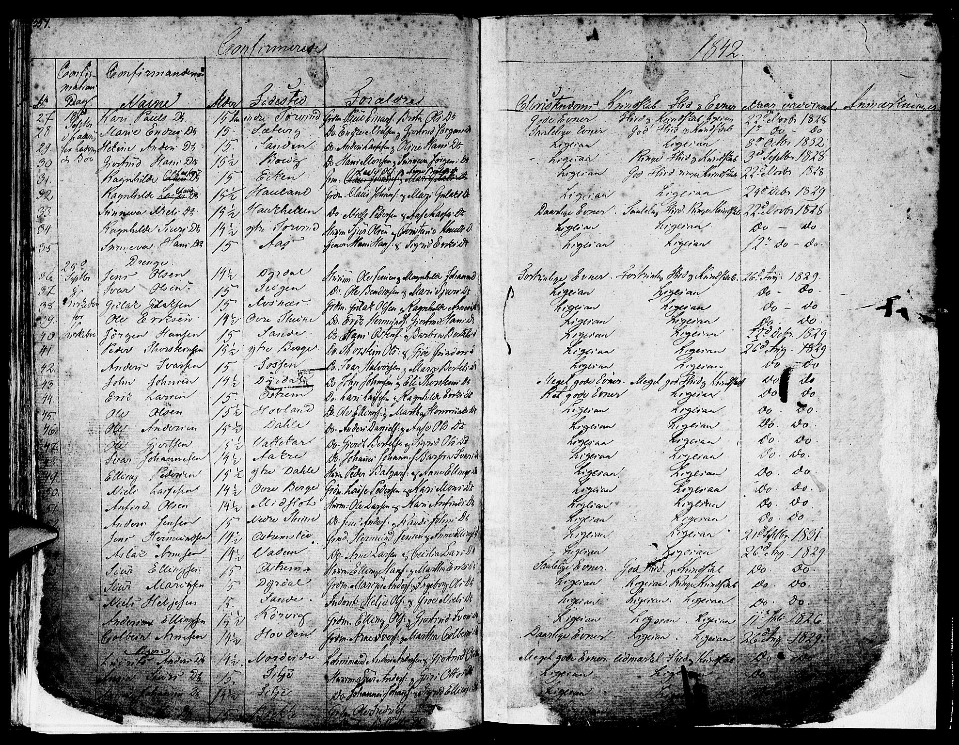 Lavik sokneprestembete, SAB/A-80901: Parish register (official) no. A 2I, 1821-1842, p. 357