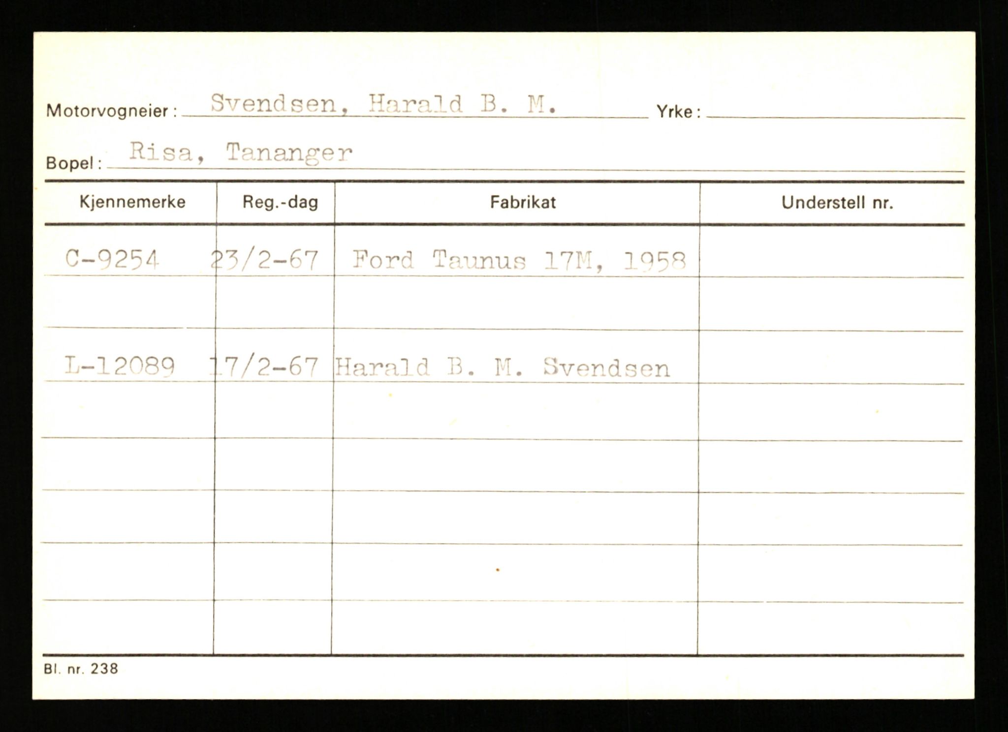 Stavanger trafikkstasjon, AV/SAST-A-101942/0/G/L0002: Registreringsnummer: 5791 - 10405, 1930-1971, p. 2315