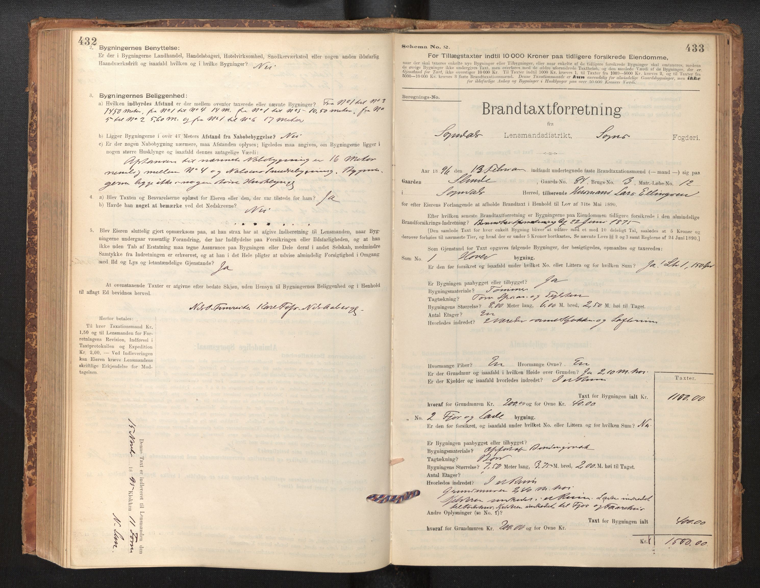 Lensmannen i Sogndal, AV/SAB-A-29901/0012/L0008: Branntakstprotokoll, skjematakst, 1895-1906, p. 432-433