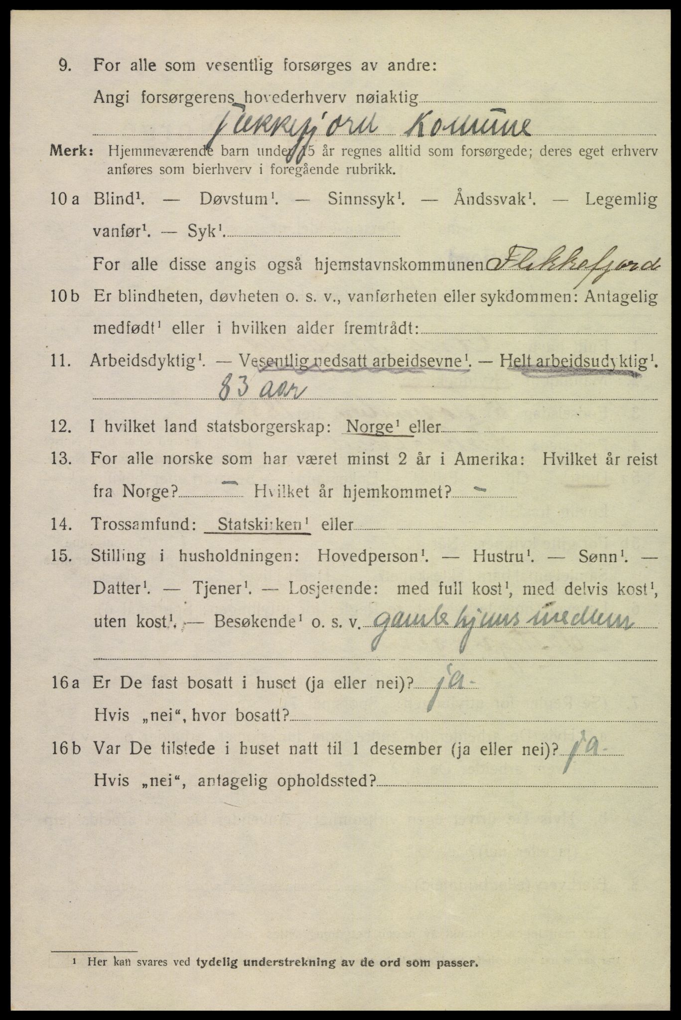 SAK, 1920 census for Flekkefjord, 1920, p. 2005