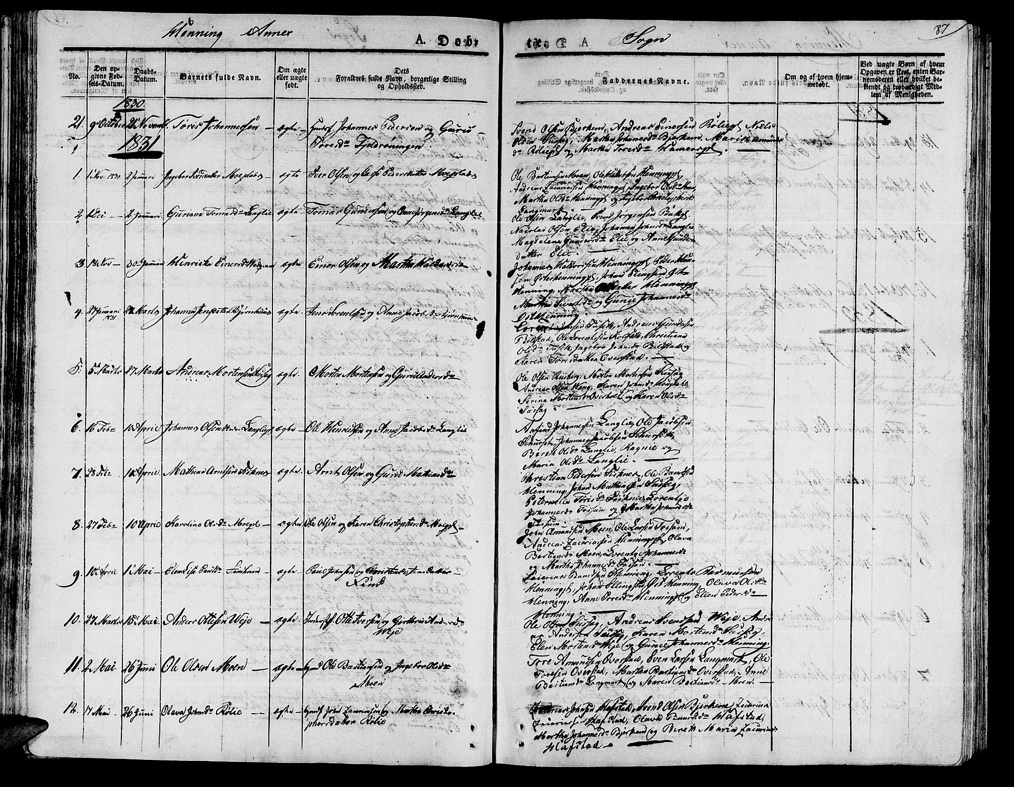 Ministerialprotokoller, klokkerbøker og fødselsregistre - Nord-Trøndelag, SAT/A-1458/735/L0336: Parish register (official) no. 735A05 /3, 1825-1835, p. 87