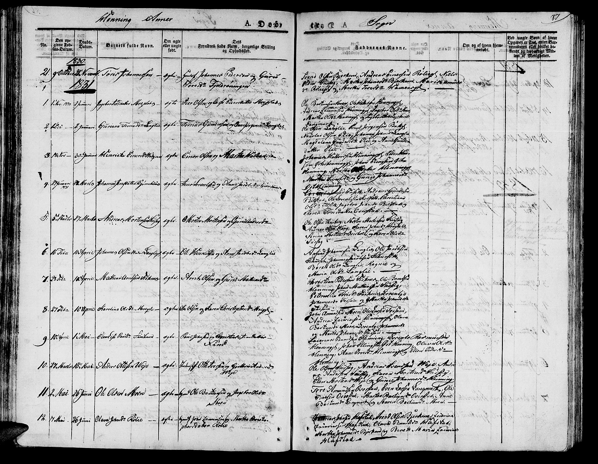 Ministerialprotokoller, klokkerbøker og fødselsregistre - Nord-Trøndelag, AV/SAT-A-1458/735/L0336: Parish register (official) no. 735A05 /3, 1825-1835, p. 87