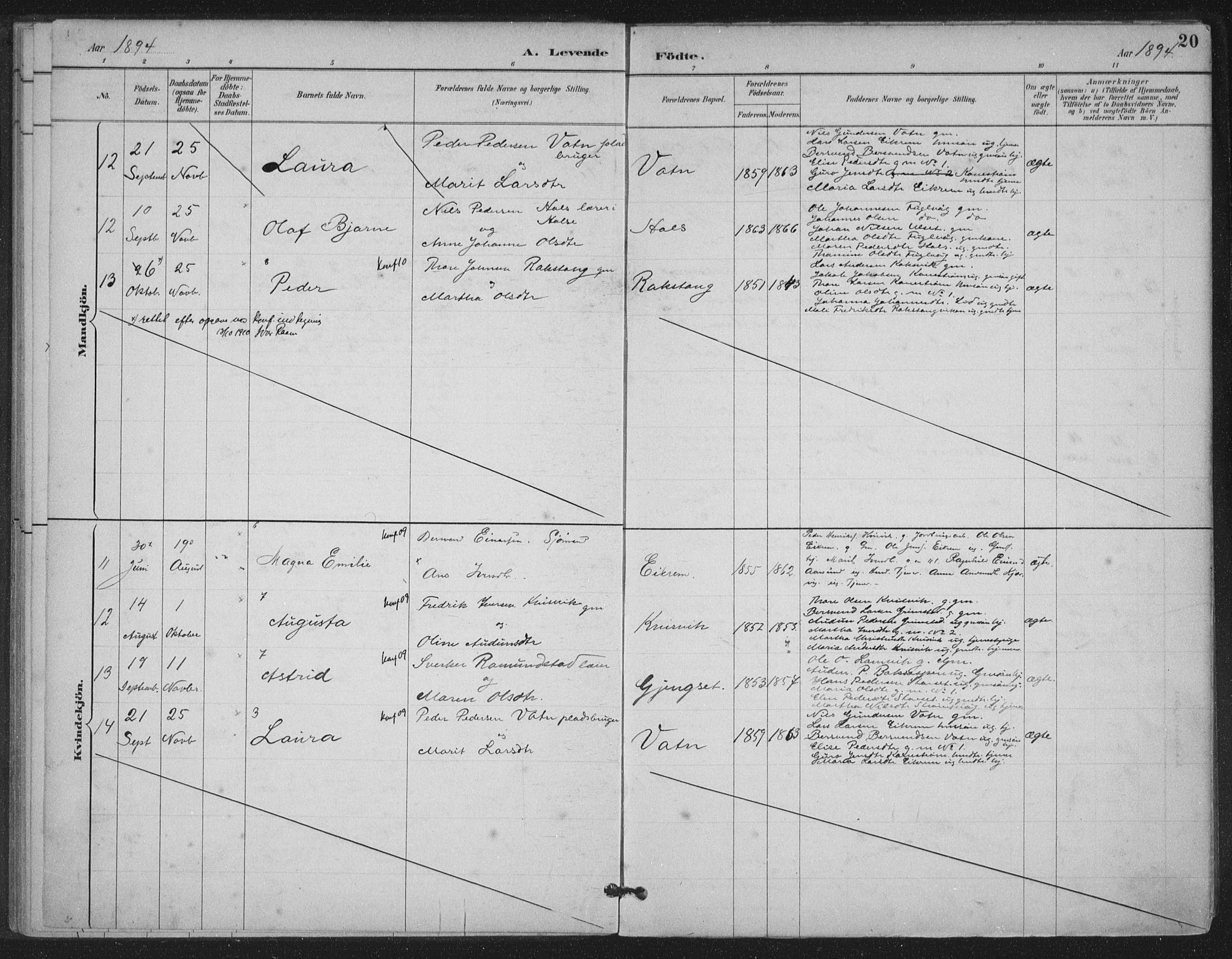 Ministerialprotokoller, klokkerbøker og fødselsregistre - Møre og Romsdal, AV/SAT-A-1454/587/L1000: Parish register (official) no. 587A02, 1887-1910, p. 20