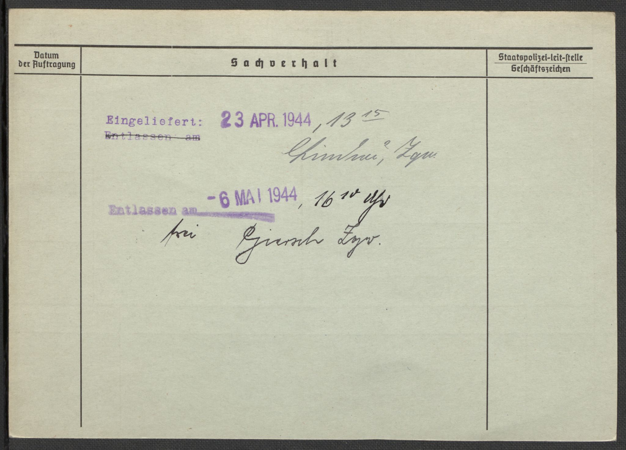 Befehlshaber der Sicherheitspolizei und des SD, AV/RA-RAFA-5969/E/Ea/Eaa/L0001: Register over norske fanger i Møllergata 19: A-Bj, 1940-1945, p. 679