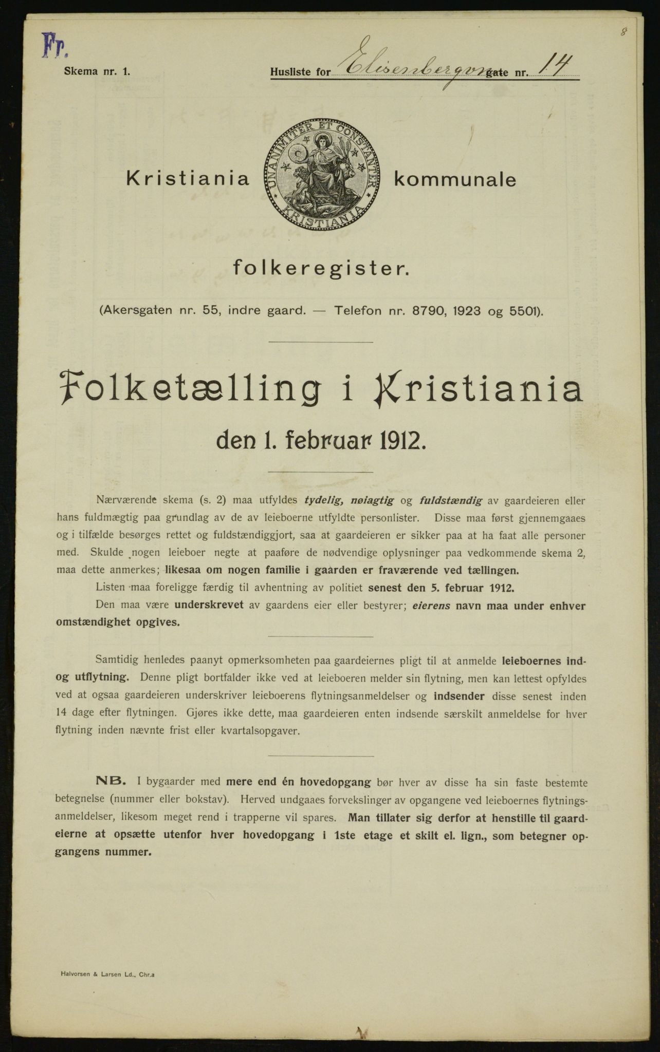 OBA, Municipal Census 1912 for Kristiania, 1912, p. 20569