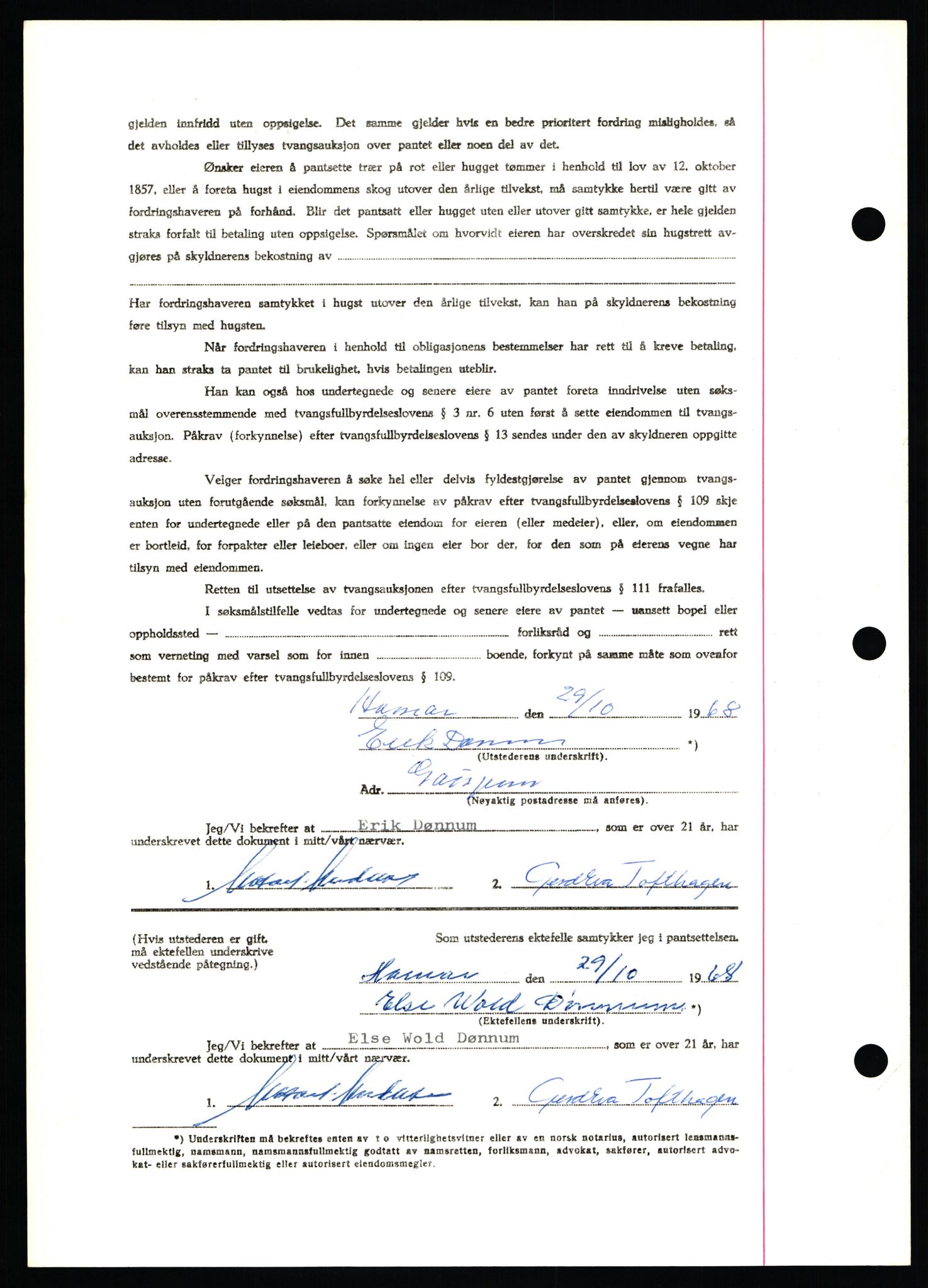 Nord-Hedmark sorenskriveri, AV/SAH-TING-012/H/Hb/Hbf/L0077: Mortgage book no. B77, 1968-1969, Diary no: : 5636/1968