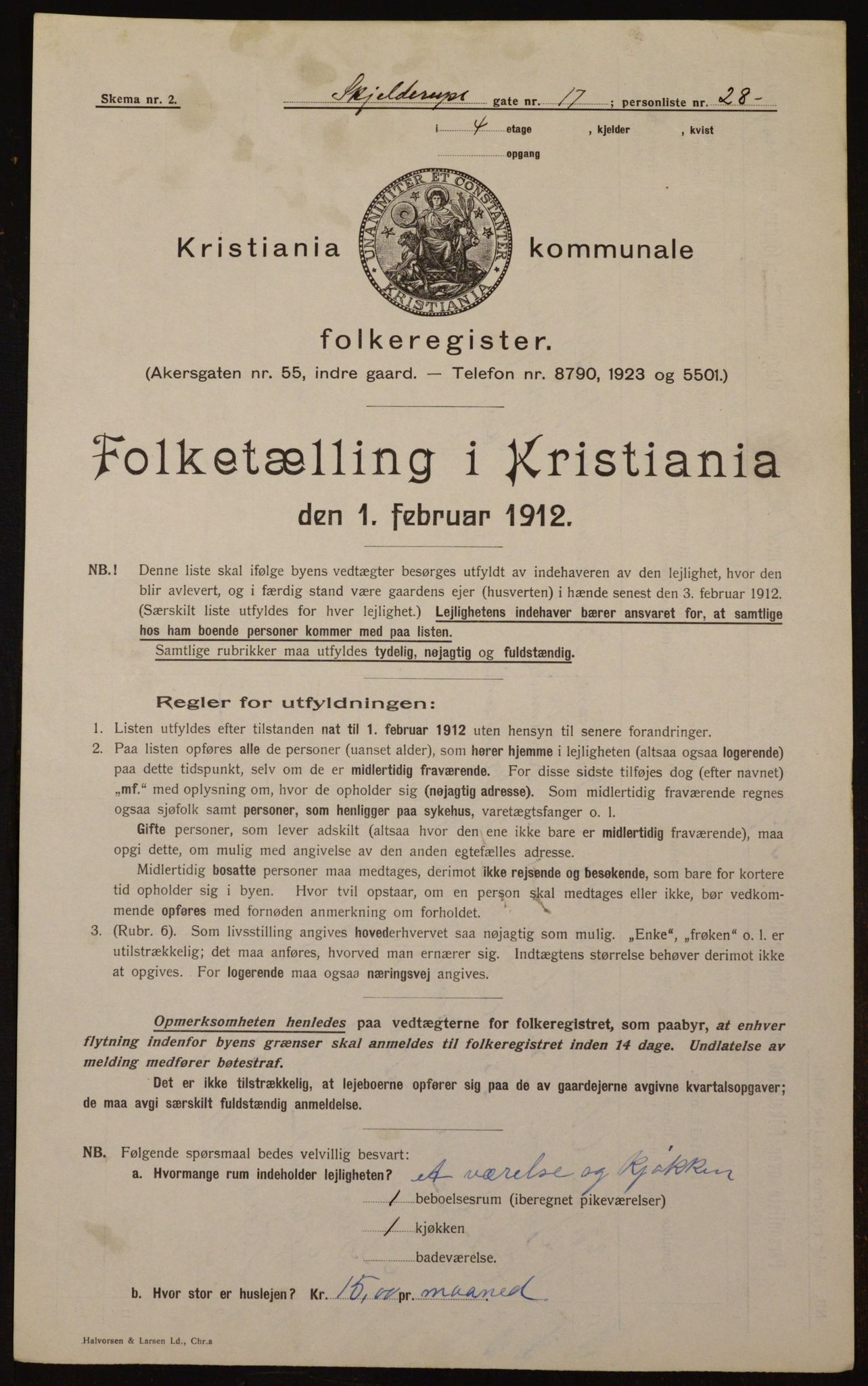 OBA, Municipal Census 1912 for Kristiania, 1912, p. 96078
