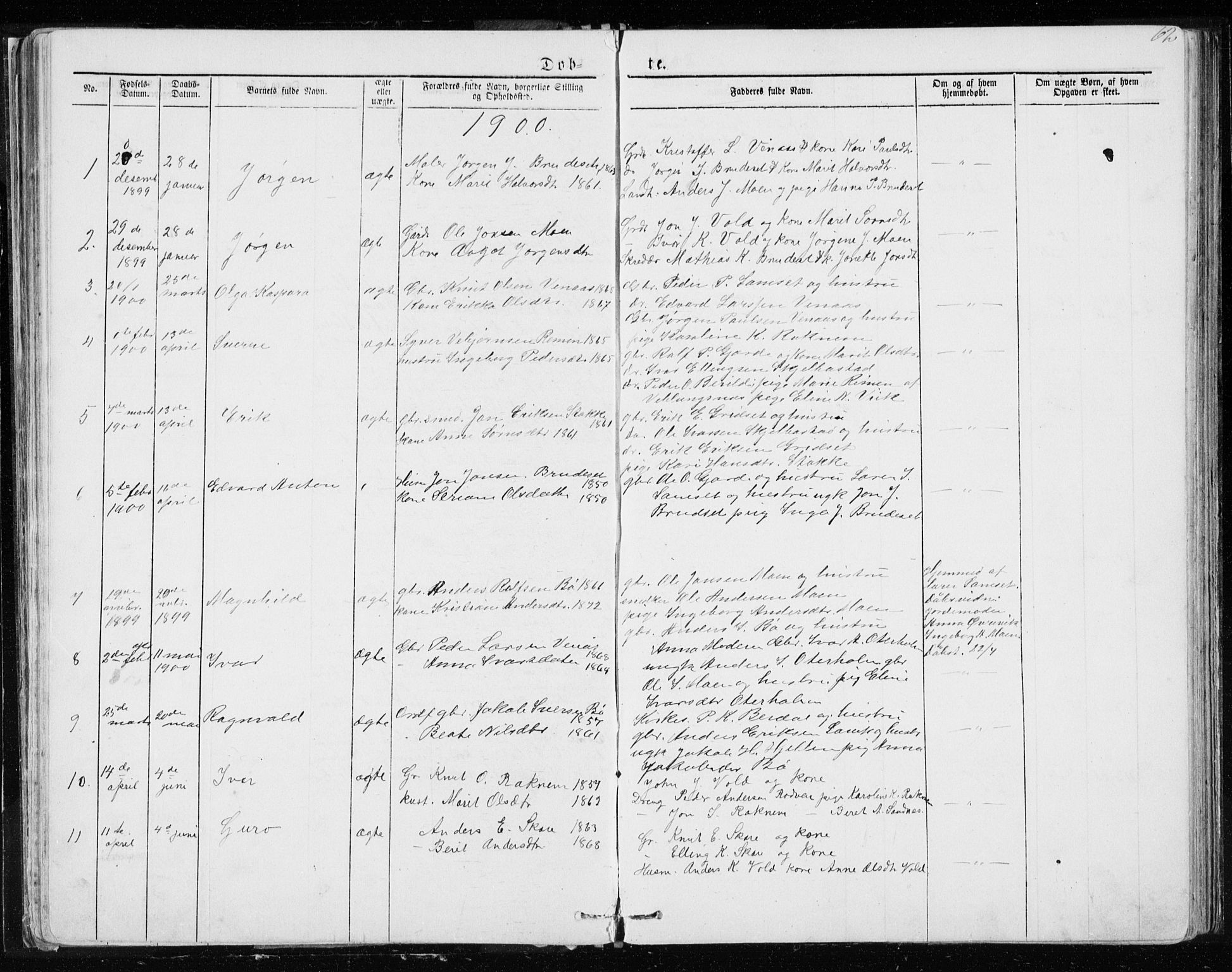 Ministerialprotokoller, klokkerbøker og fødselsregistre - Møre og Romsdal, AV/SAT-A-1454/543/L0564: Parish register (copy) no. 543C02, 1867-1915, p. 62