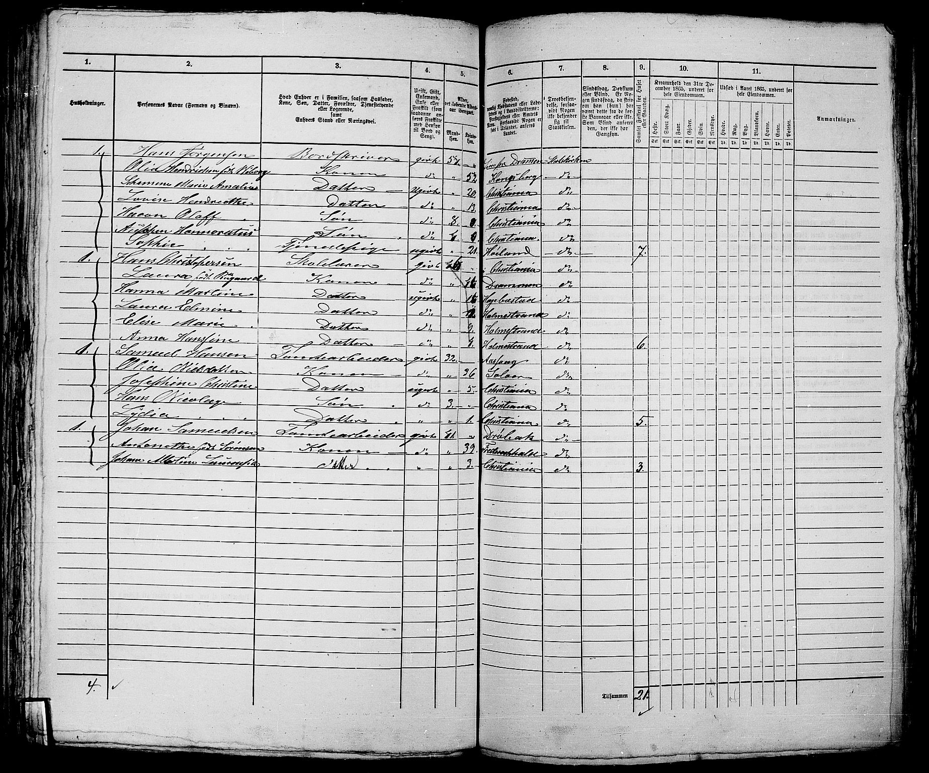 RA, 1865 census for Kristiania, 1865, p. 1319