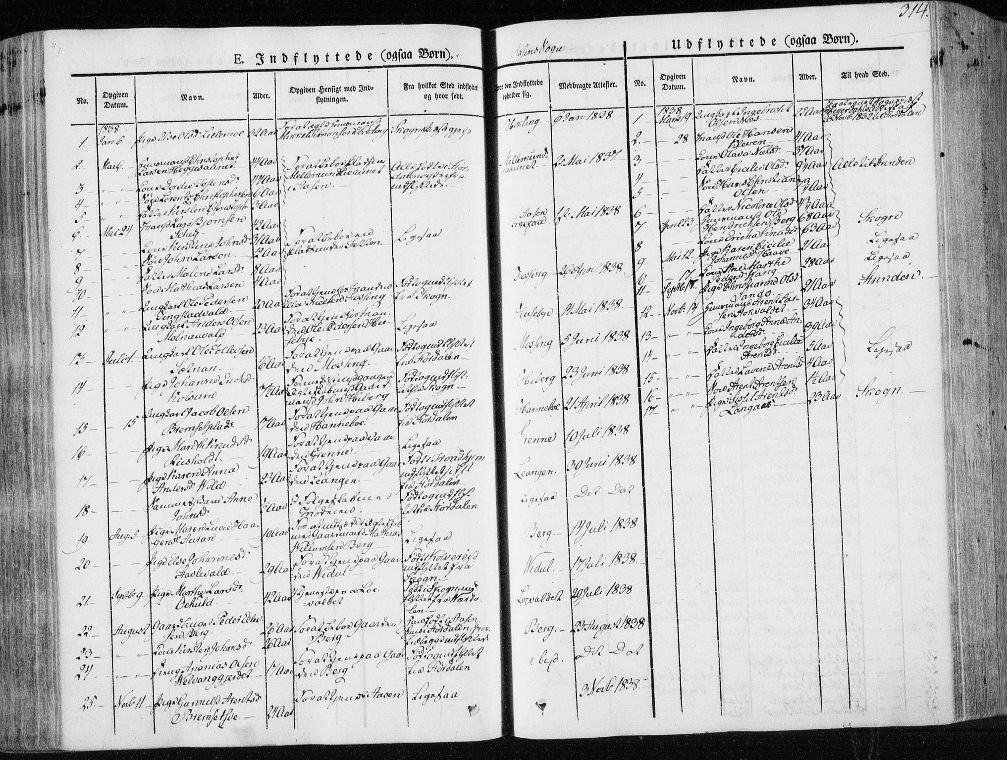 Ministerialprotokoller, klokkerbøker og fødselsregistre - Nord-Trøndelag, SAT/A-1458/713/L0115: Parish register (official) no. 713A06, 1838-1851, p. 314