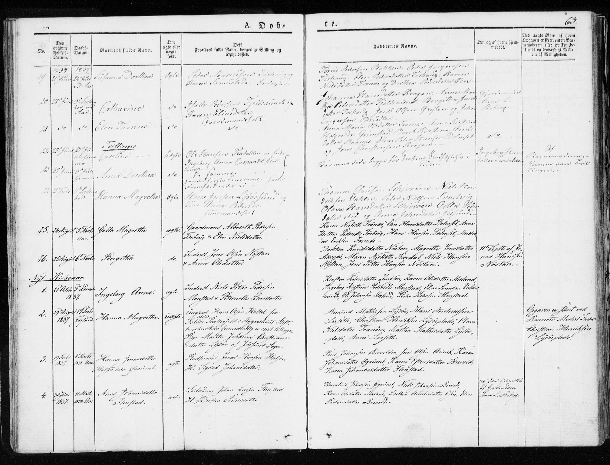 Ministerialprotokoller, klokkerbøker og fødselsregistre - Sør-Trøndelag, SAT/A-1456/655/L0676: Parish register (official) no. 655A05, 1830-1847, p. 63
