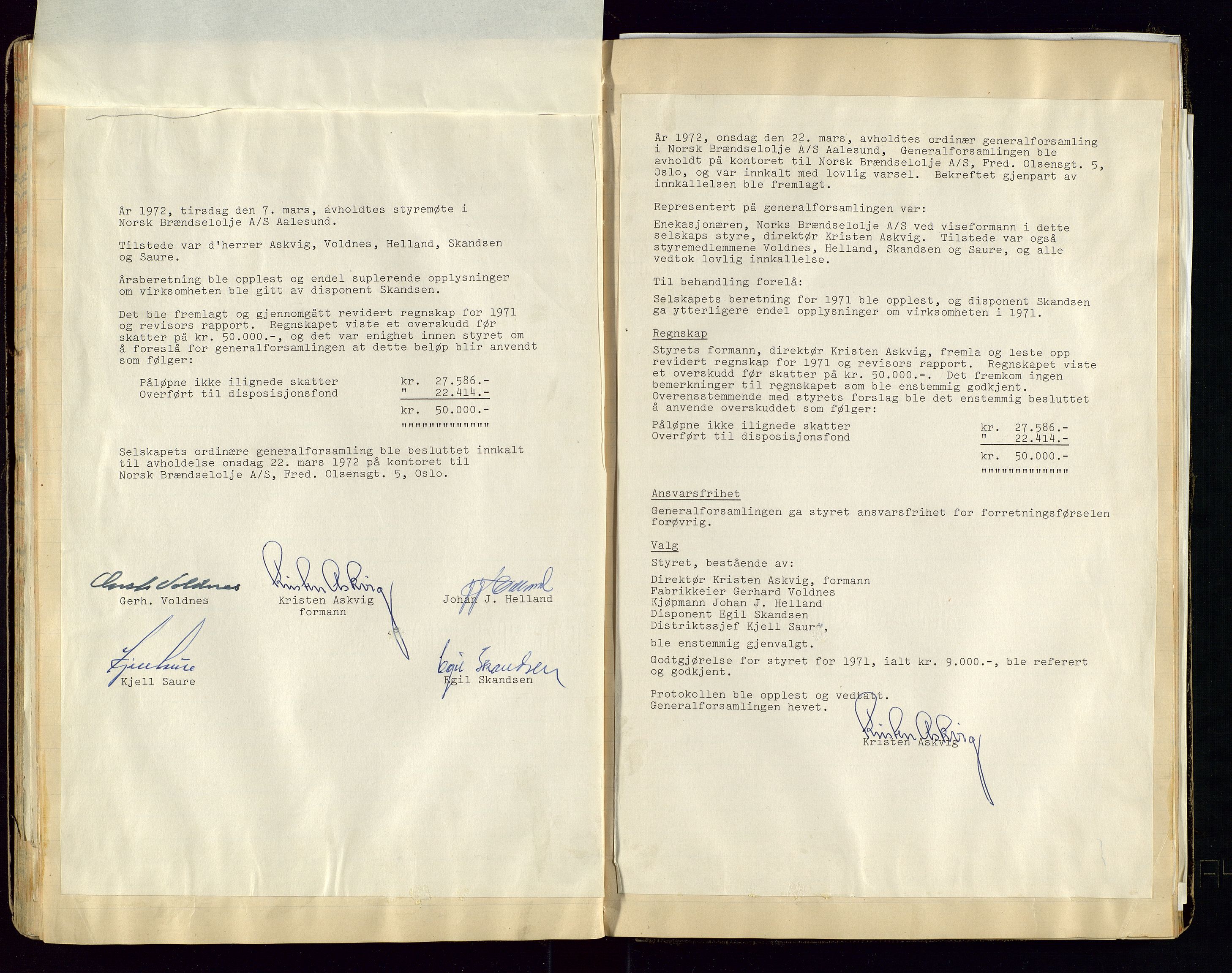 PA 1544 - Norsk Brændselolje A/S, AV/SAST-A-101965/1/A/Ab/L0003/0002: Direksjonsprotokoll: Stavanger, Ålesund og  Trondheim  / Direksjonsprotokoll Ålesund, 1923-1976, p. 66