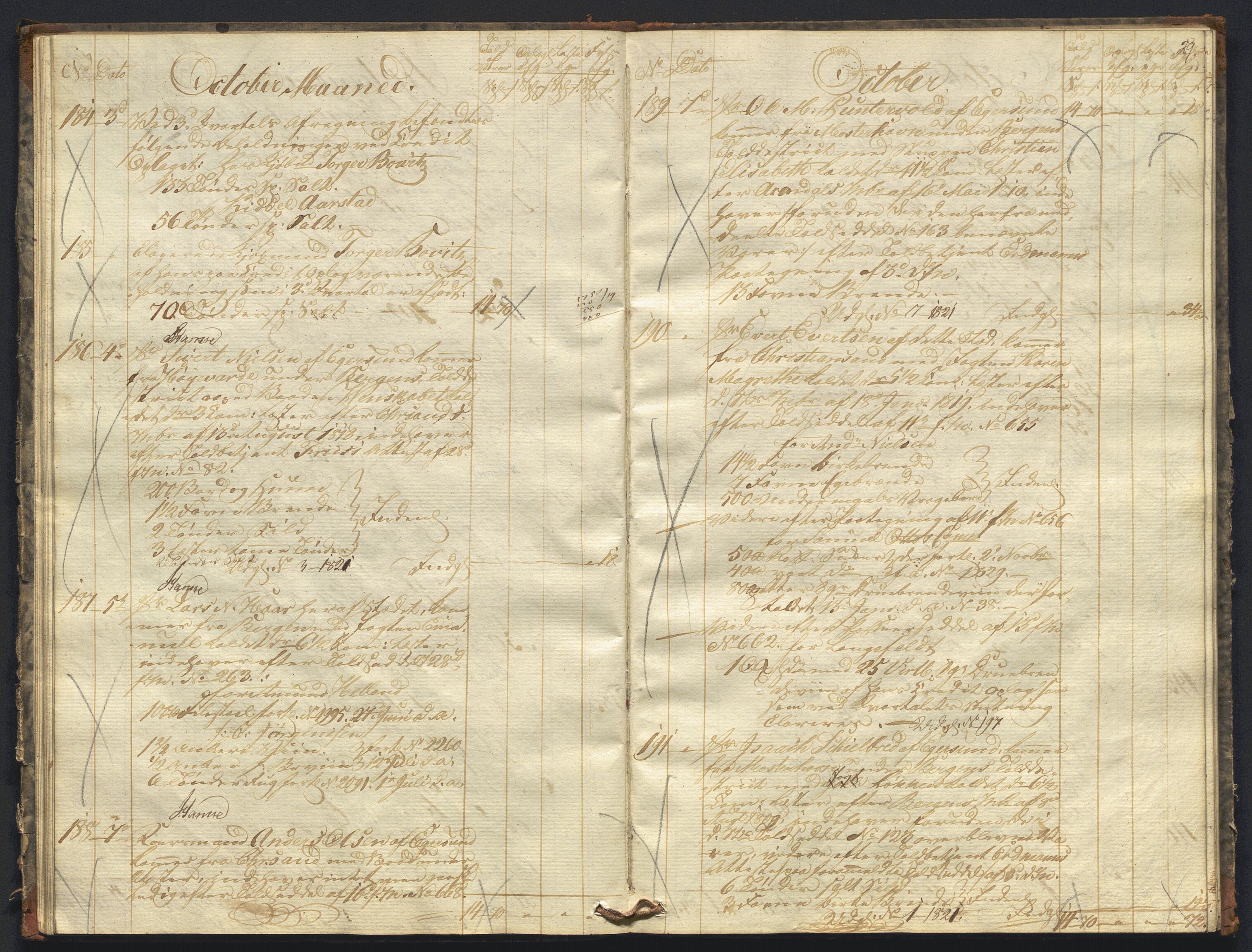 Revisjonsdepartementet, 2. revisjonskontor, AV/RA-S-1115/E/E010/L0060: Egersund: Tollbok, 1820, p. 28b-29a