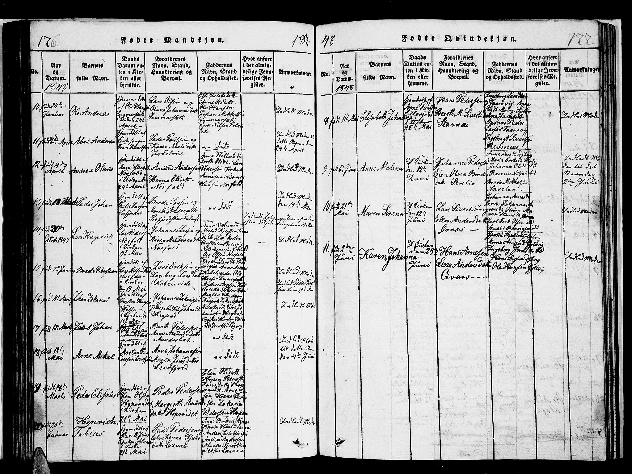 Ministerialprotokoller, klokkerbøker og fødselsregistre - Nordland, AV/SAT-A-1459/853/L0773: Parish register (copy) no. 853C01, 1821-1859, p. 176-177