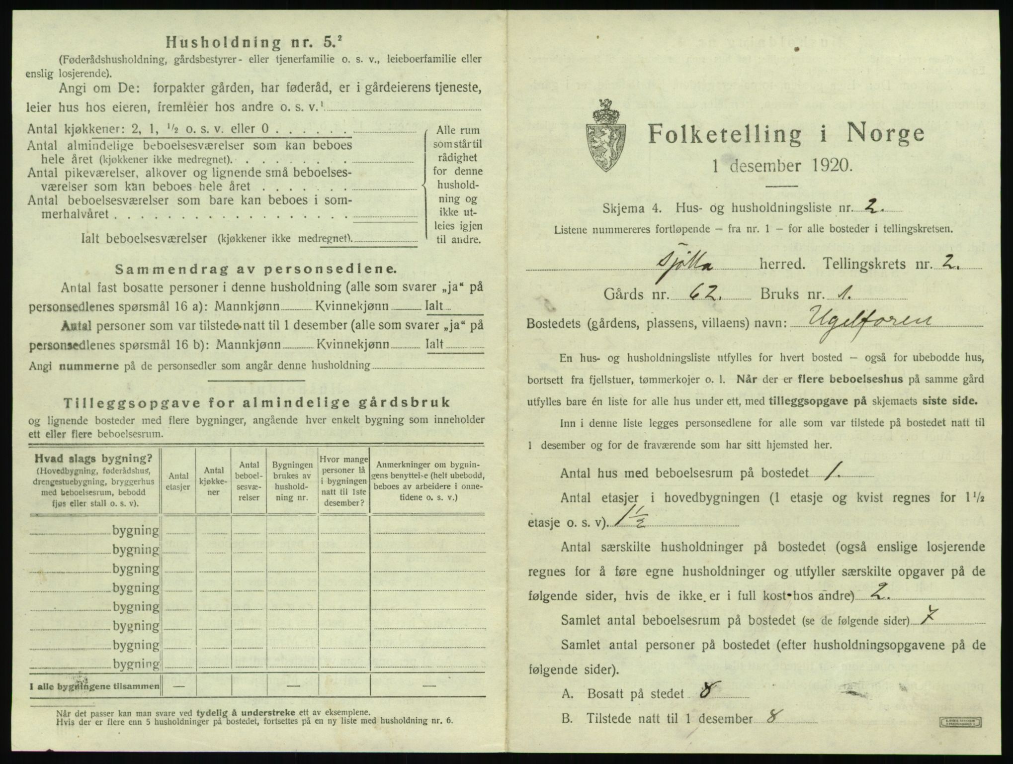 SAT, 1920 census for Tjøtta, 1920, p. 111