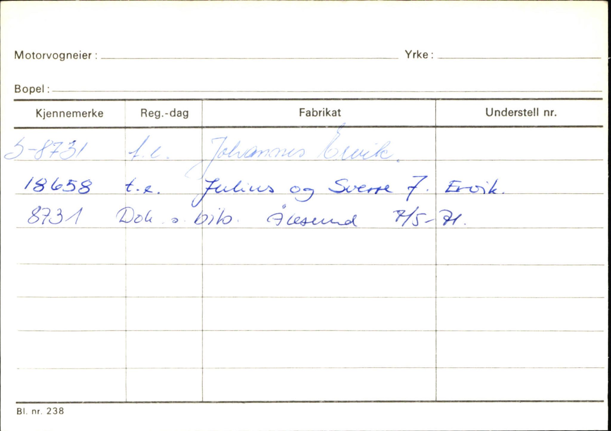 Statens vegvesen, Sogn og Fjordane vegkontor, AV/SAB-A-5301/4/F/L0144: Registerkort Vågsøy A-R, 1945-1975, p. 500