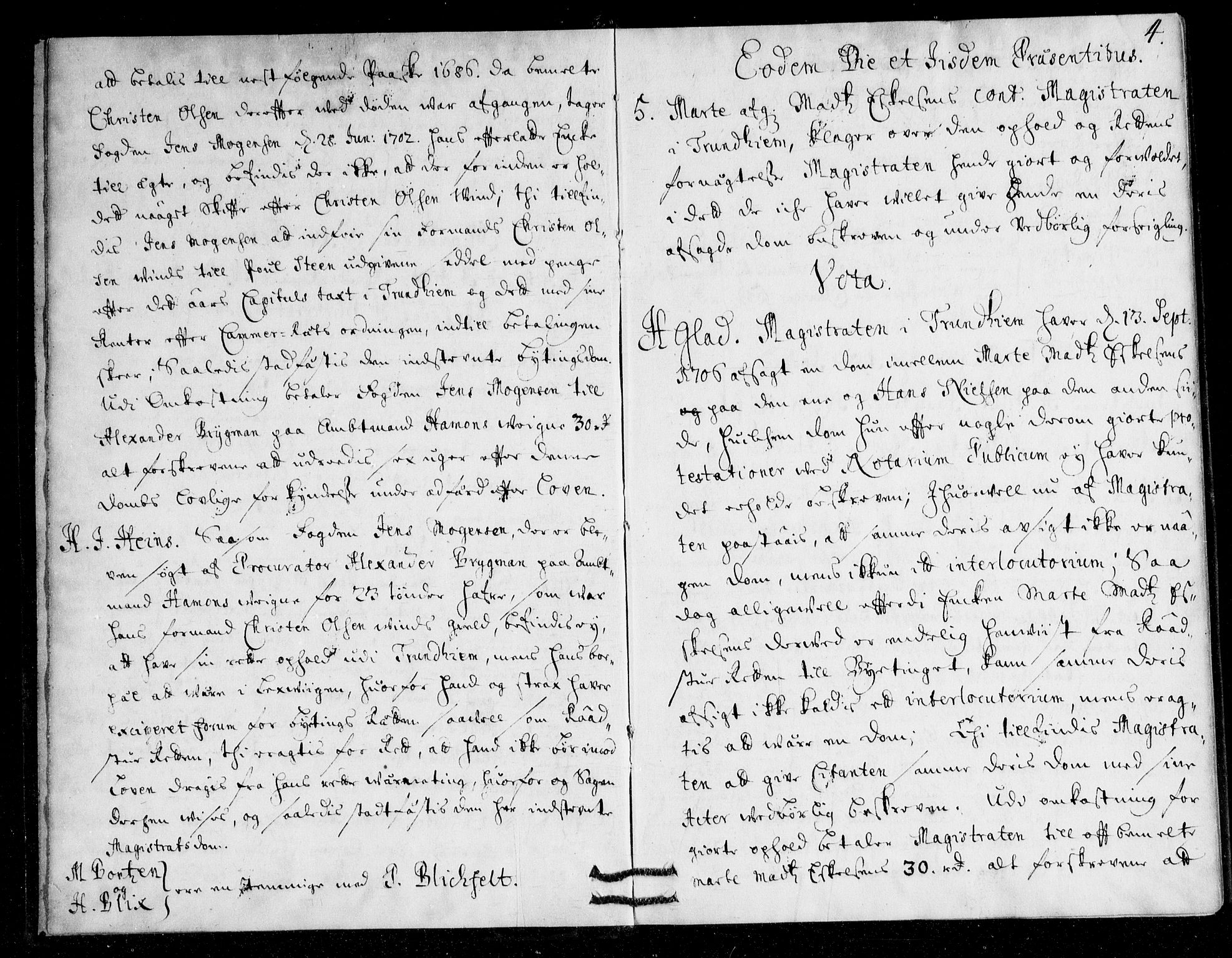Overhoffretten 1667-1797, AV/RA-EA-2884/Ac/L0142: Voteringsprotokoll, 1707, p. 3b-4a