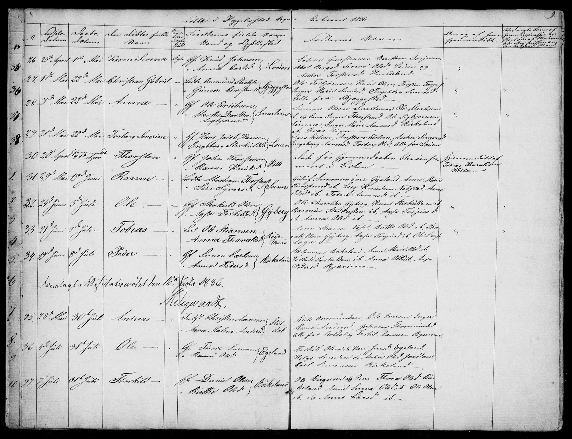 Hægebostad sokneprestkontor, AV/SAK-1111-0024/F/Fa/Faa/L0004: Parish register (official) no. A 4, 1834-1864, p. 9