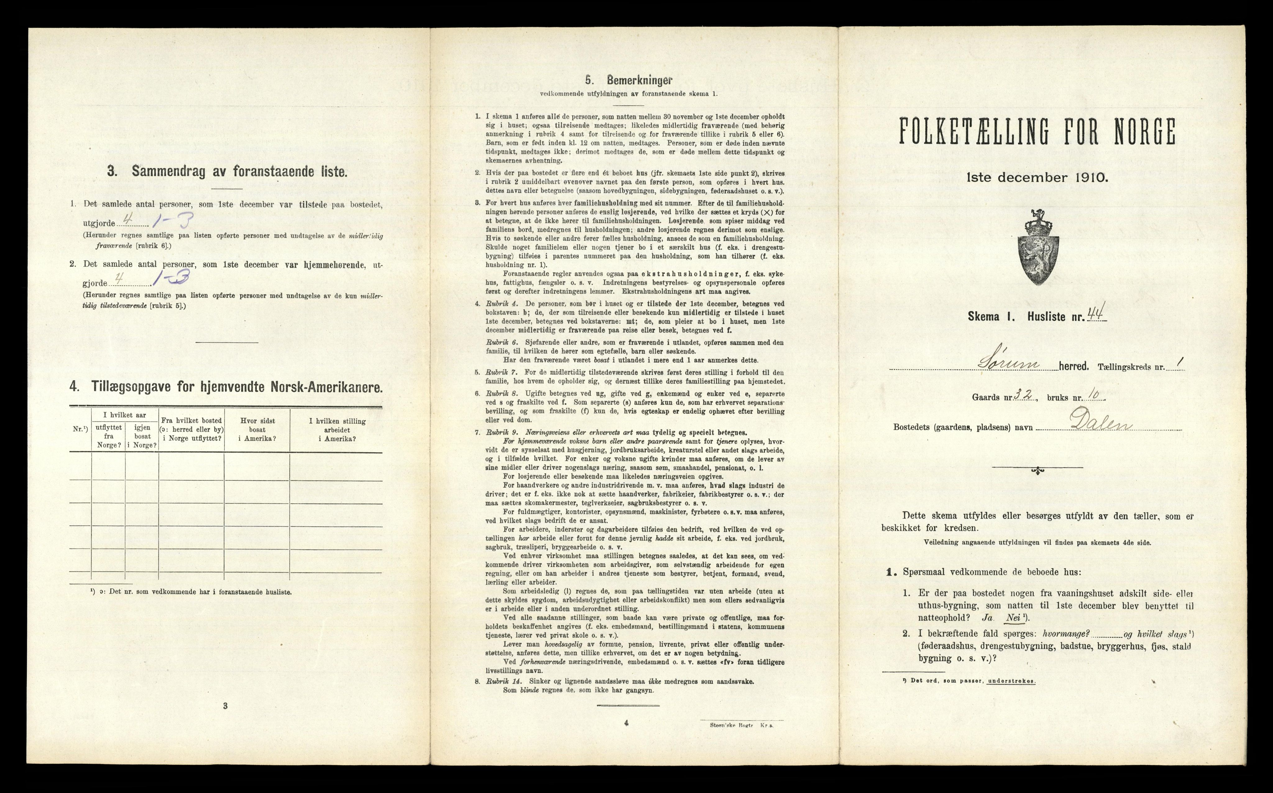 RA, 1910 census for Sørum, 1910, p. 119