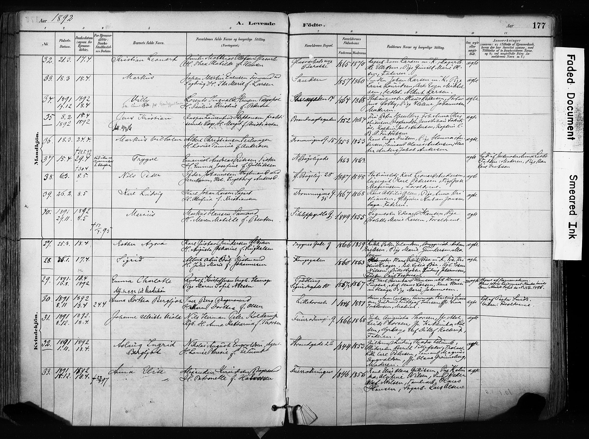 Larvik kirkebøker, AV/SAKO-A-352/F/Fa/L0009: Parish register (official) no. I 9, 1884-1904, p. 177