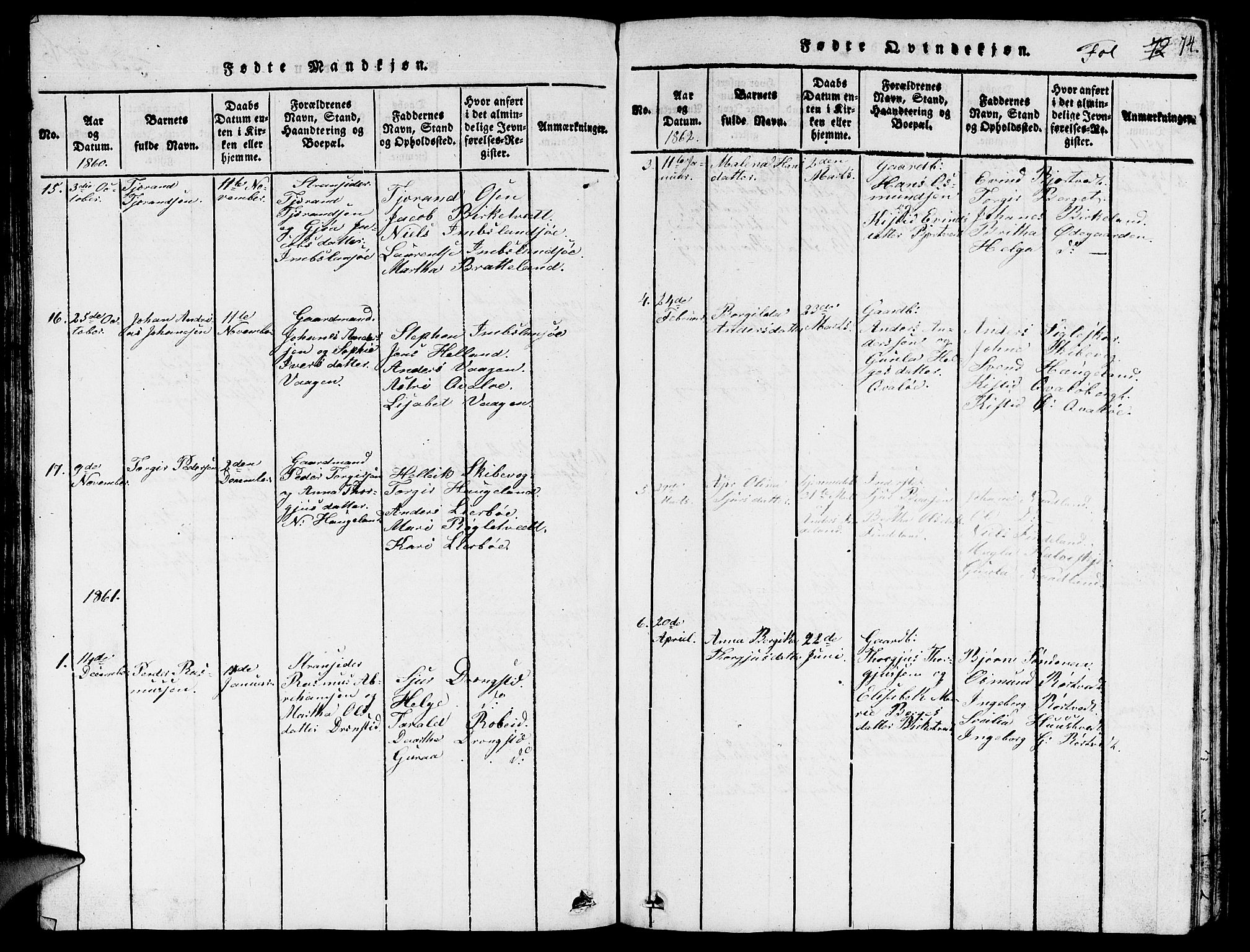 Vikedal sokneprestkontor, SAST/A-101840/01/V: Parish register (copy) no. B 3, 1816-1867, p. 74