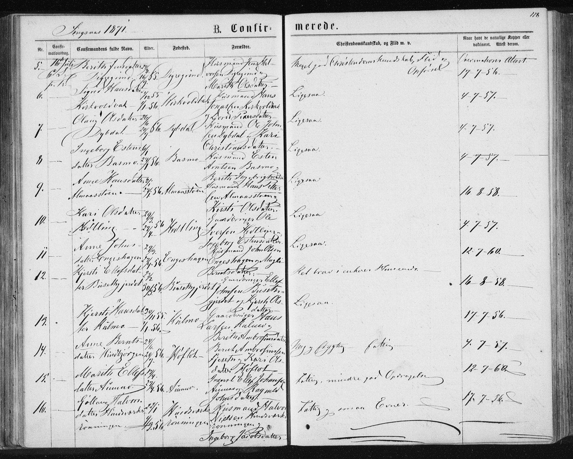 Ministerialprotokoller, klokkerbøker og fødselsregistre - Sør-Trøndelag, SAT/A-1456/685/L0970: Parish register (official) no. 685A08 /2, 1870-1878, p. 118