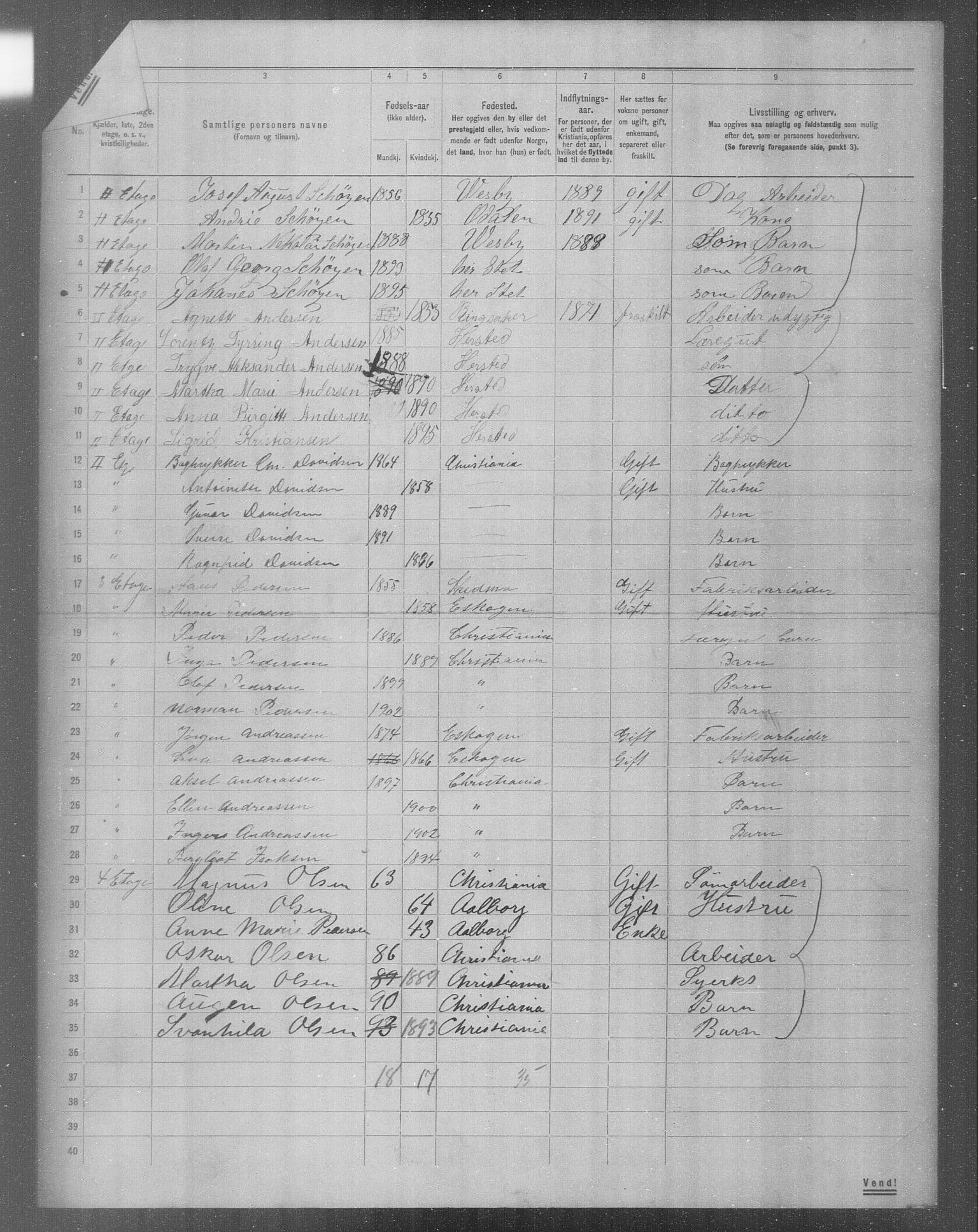 OBA, Municipal Census 1904 for Kristiania, 1904, p. 7395