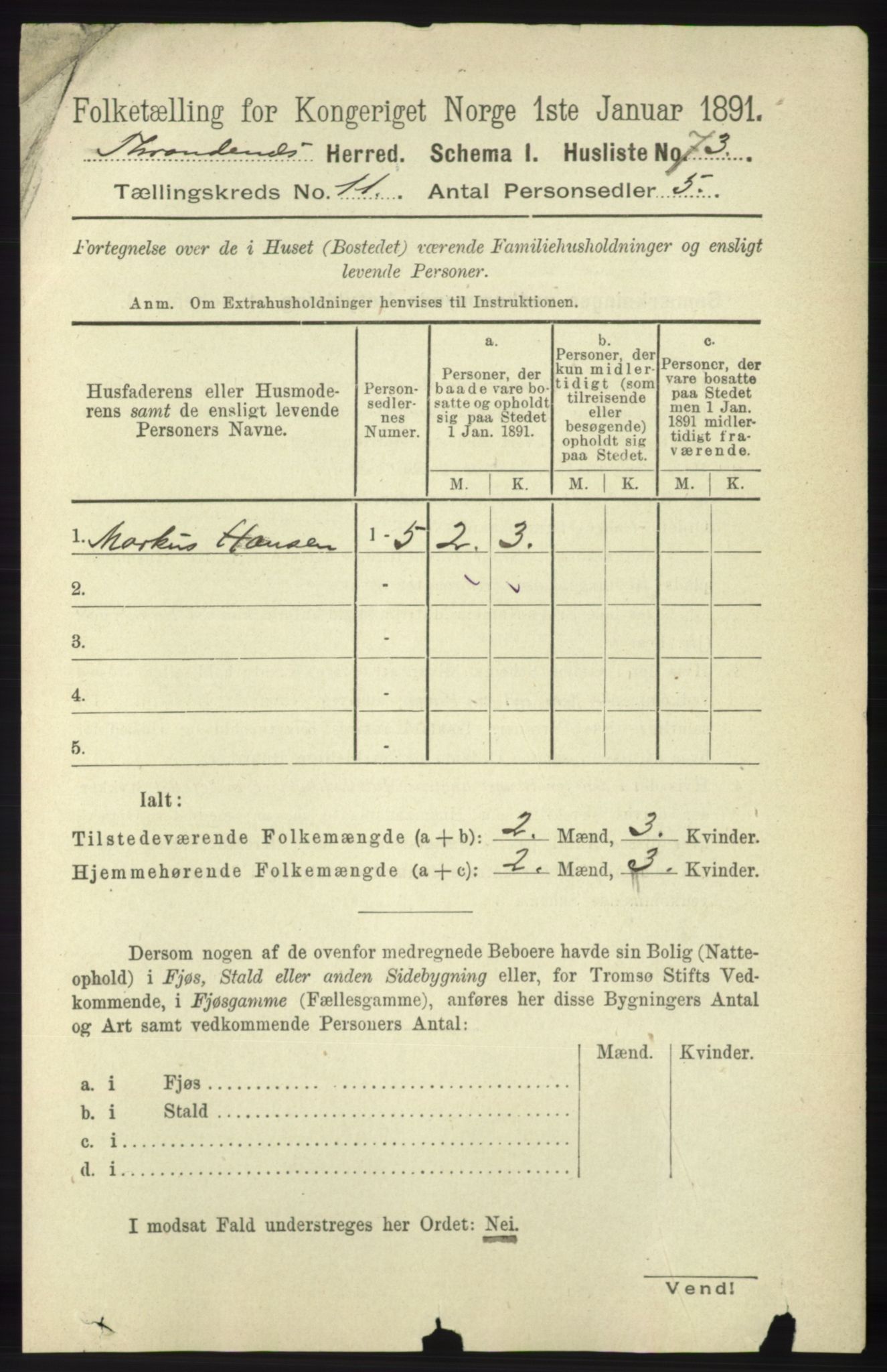 RA, 1891 census for 1914 Trondenes, 1891, p. 7995