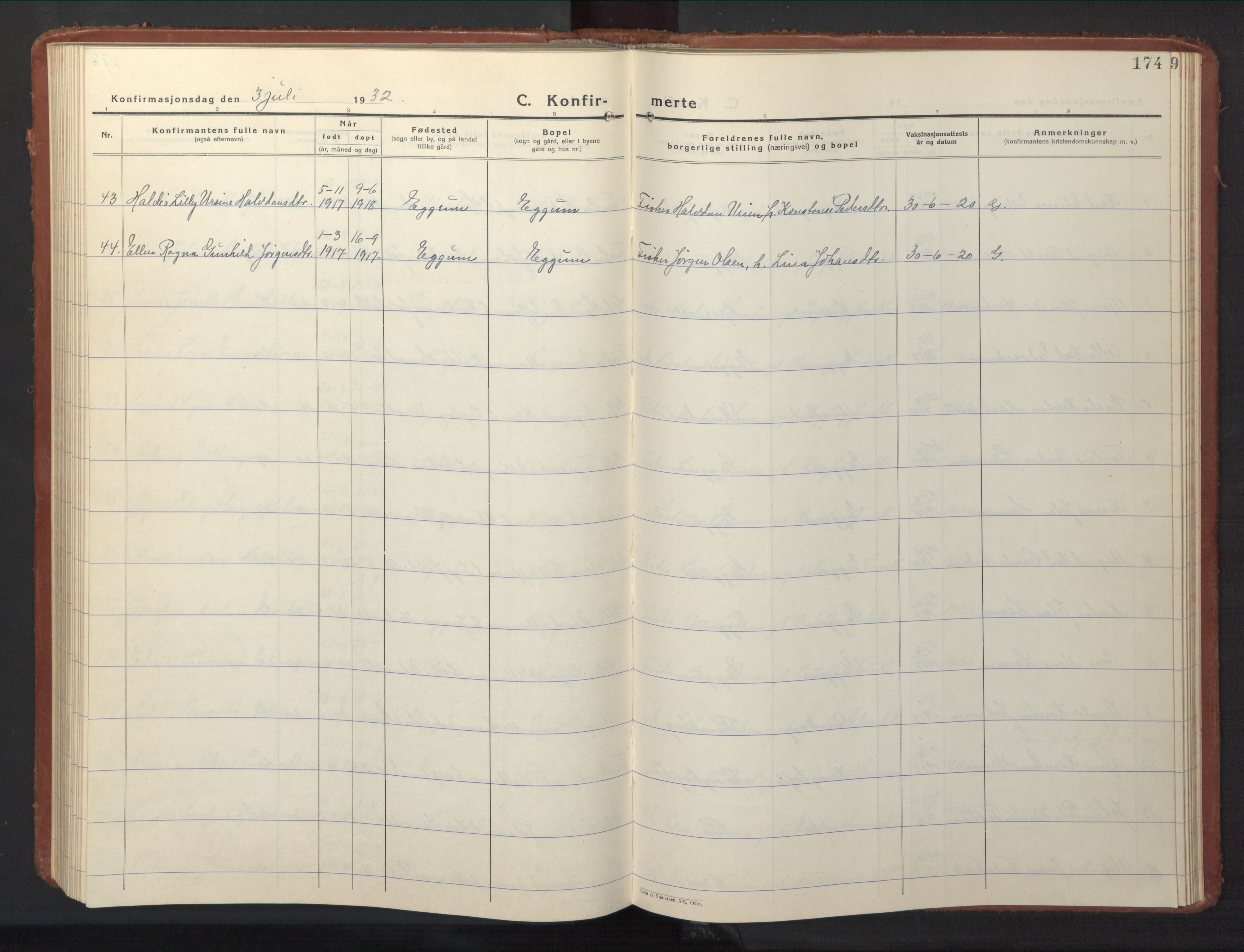 Ministerialprotokoller, klokkerbøker og fødselsregistre - Nordland, AV/SAT-A-1459/880/L1143: Parish register (copy) no. 880C05, 1929-1951, p. 174