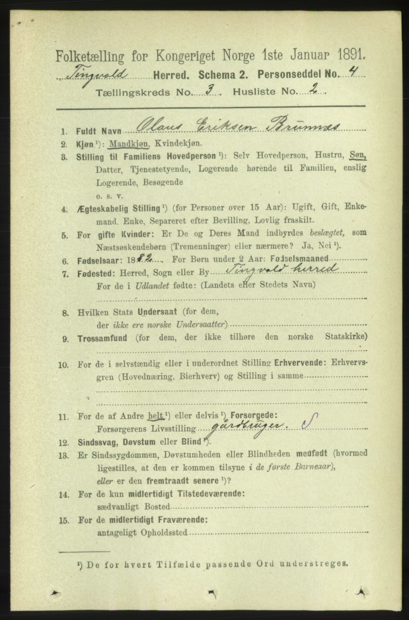 RA, 1891 census for 1560 Tingvoll, 1891, p. 1004