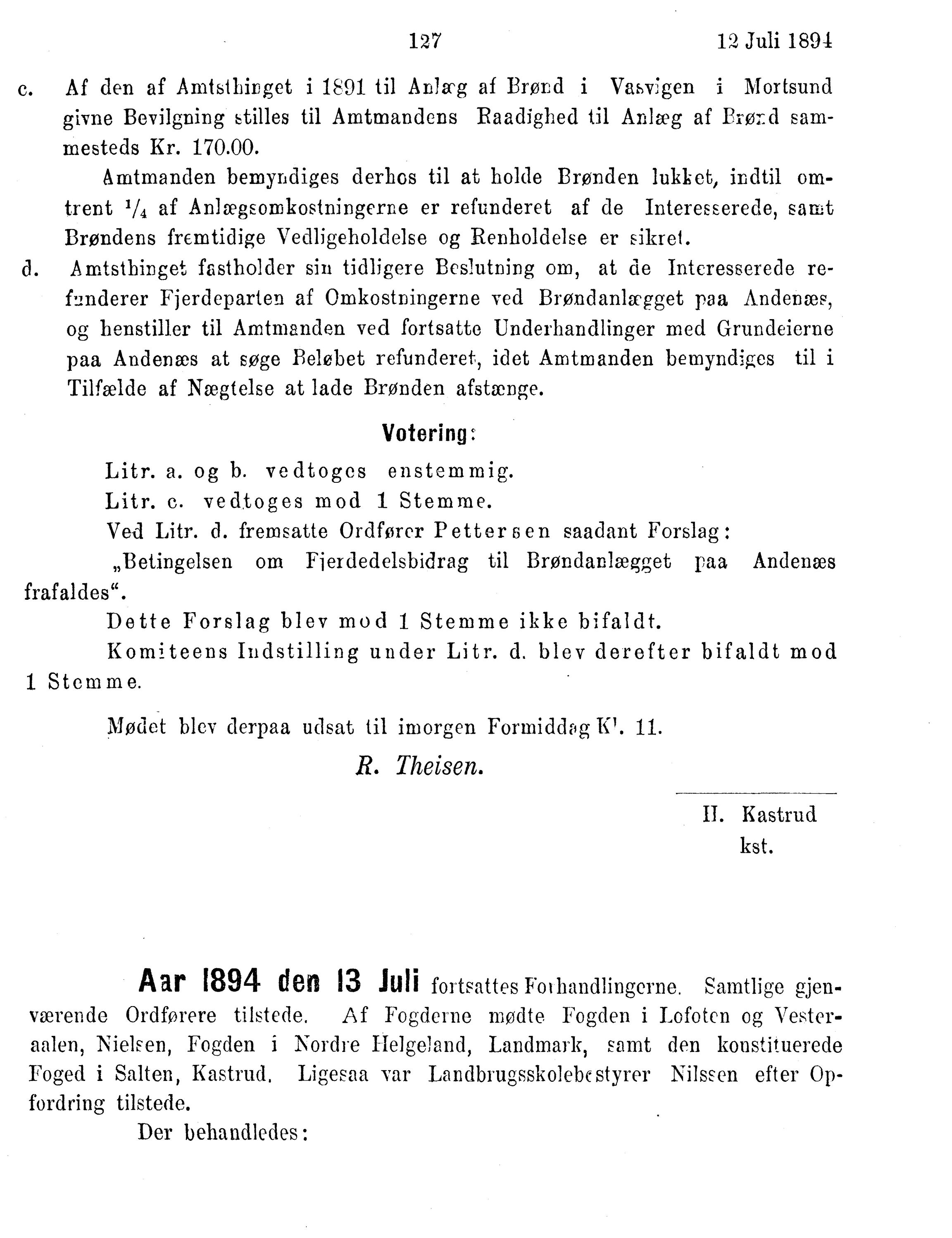 Nordland Fylkeskommune. Fylkestinget, AIN/NFK-17/176/A/Ac/L0017: Fylkestingsforhandlinger 1894, 1894, p. 127