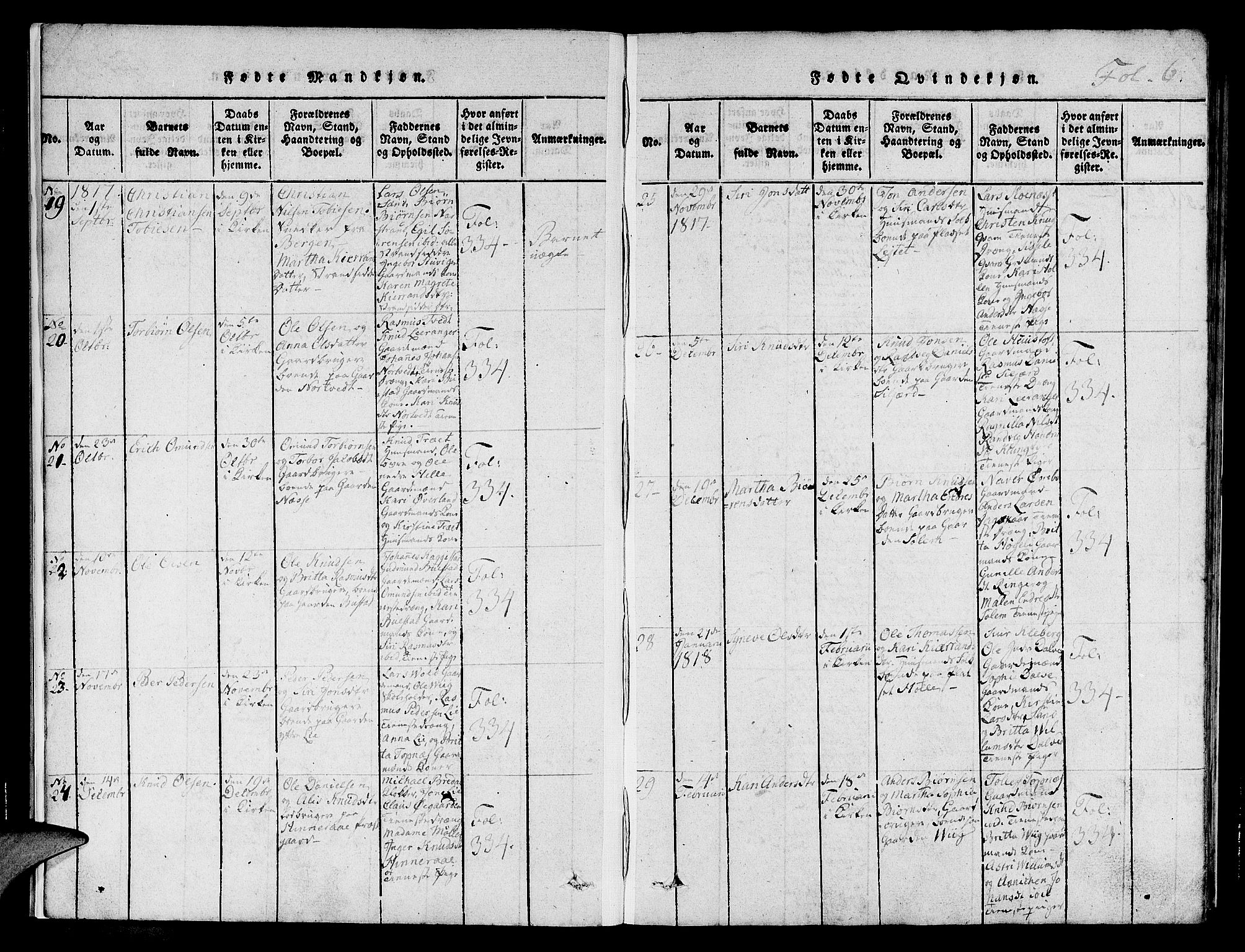 Nedstrand sokneprestkontor, AV/SAST-A-101841/01/IV: Parish register (official) no. A 6, 1816-1838, p. 6