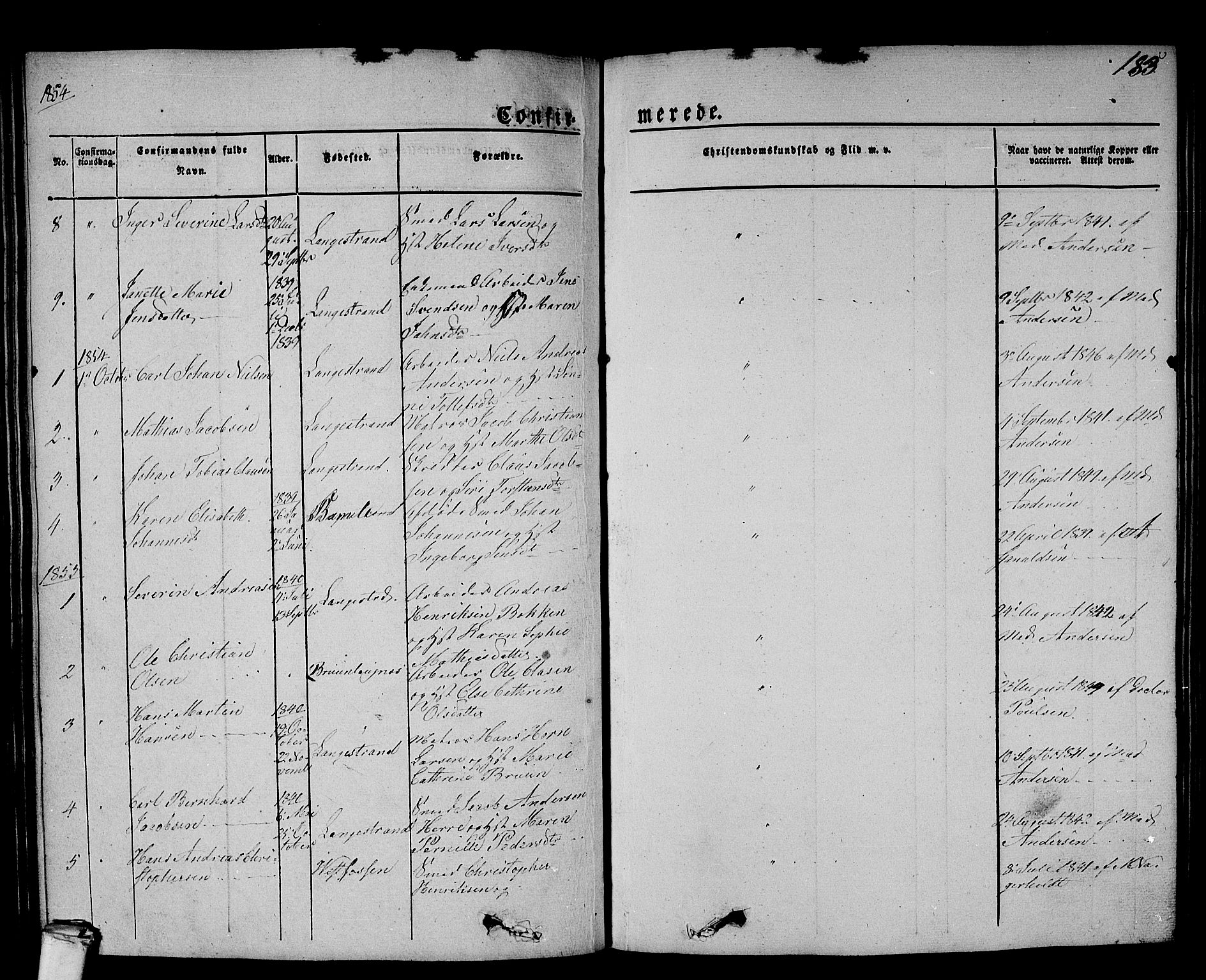 Larvik kirkebøker, SAKO/A-352/G/Gb/L0002: Parish register (copy) no. II 2, 1843-1866, p. 183