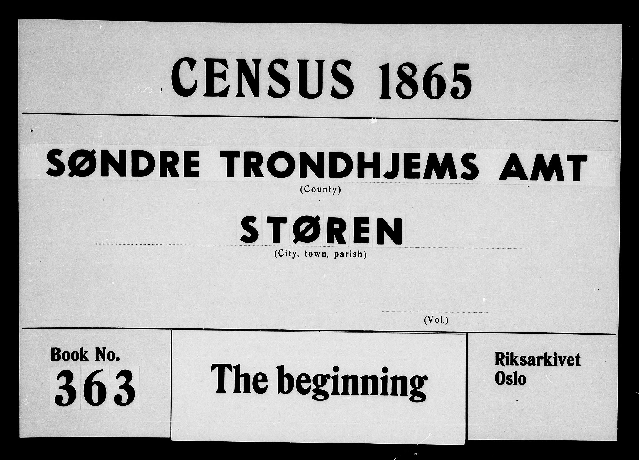 RA, 1865 census for Støren, 1865, p. 1