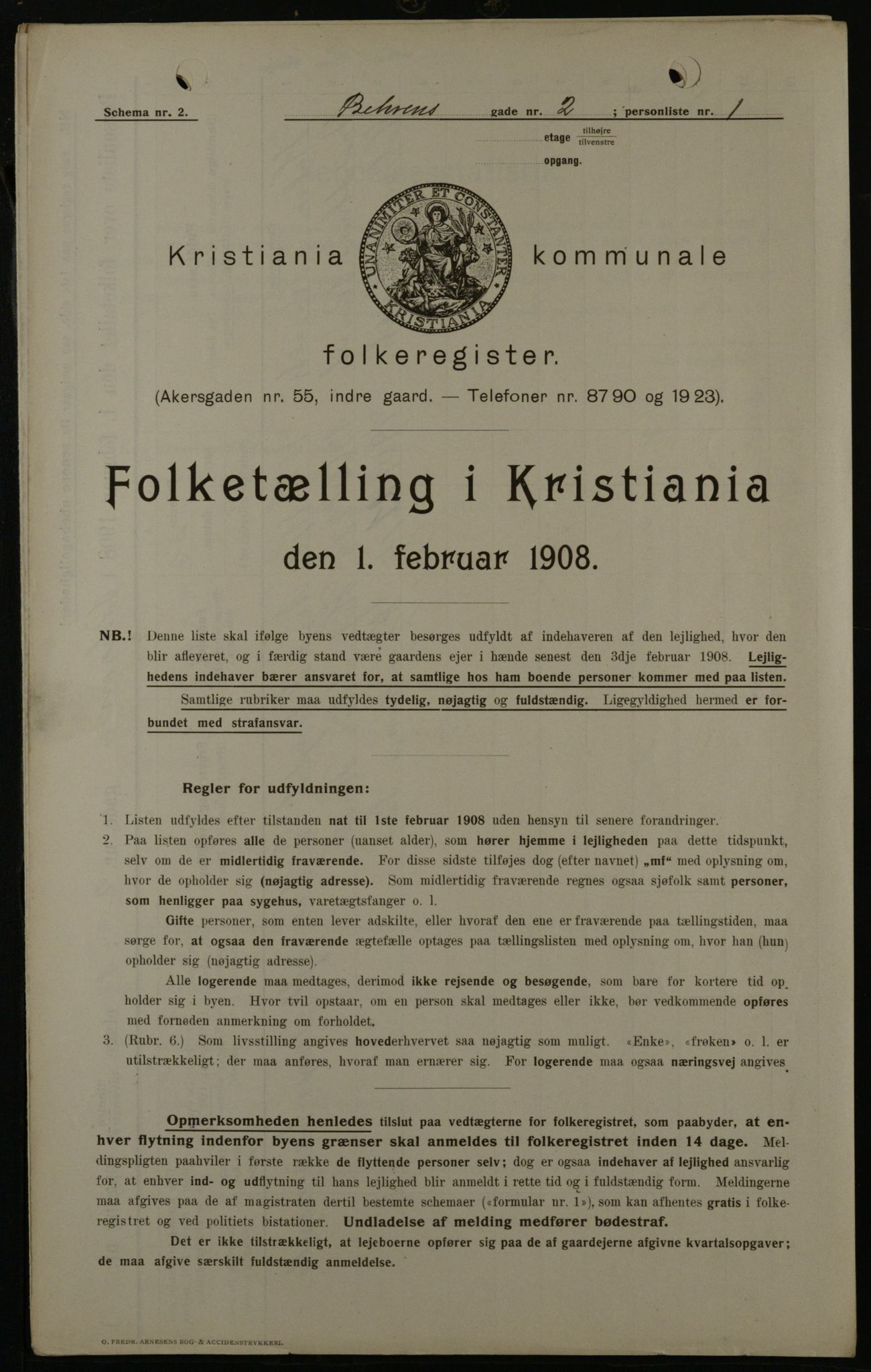 OBA, Municipal Census 1908 for Kristiania, 1908, p. 3358
