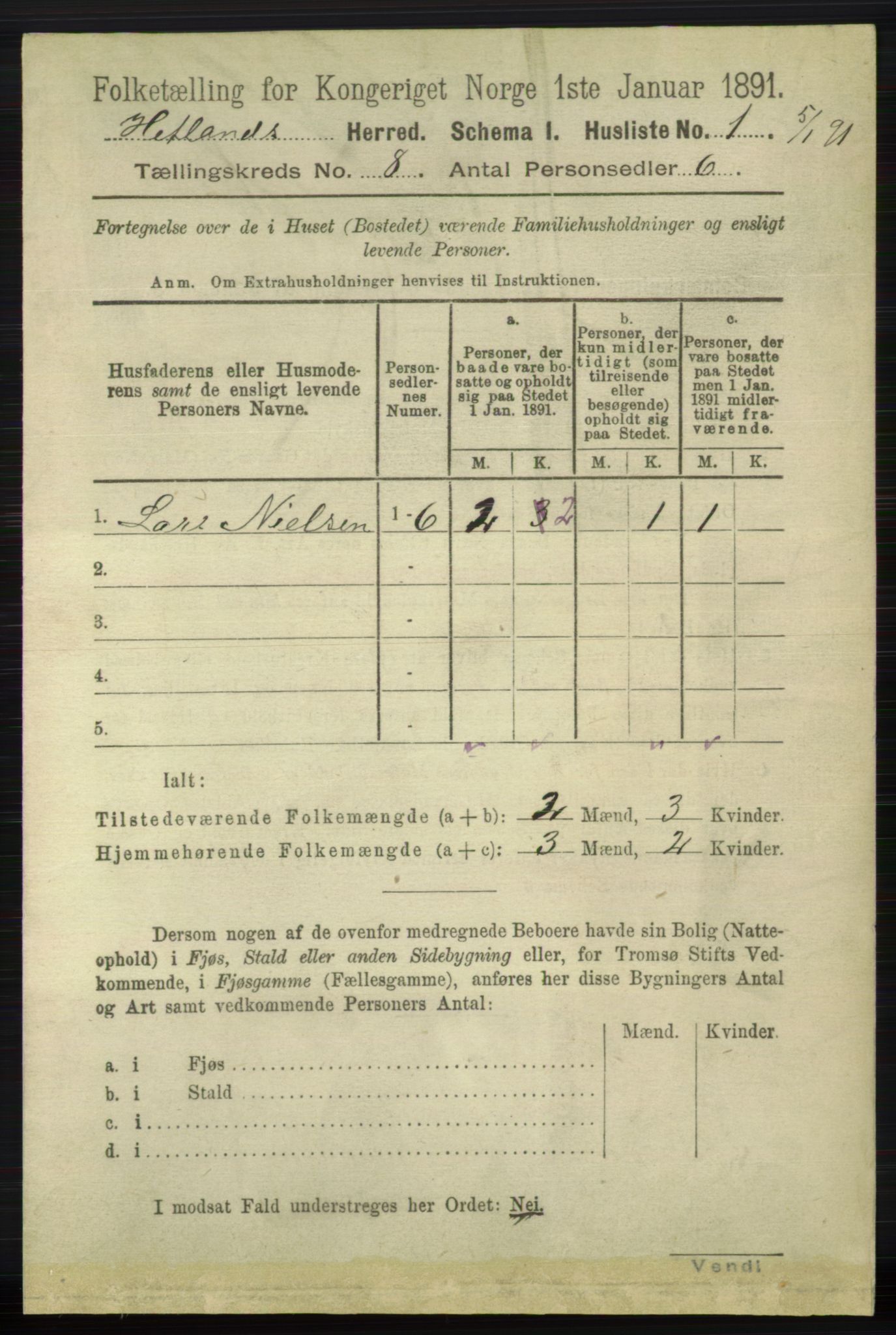 RA, 1891 census for 1126 Hetland, 1891, p. 4350