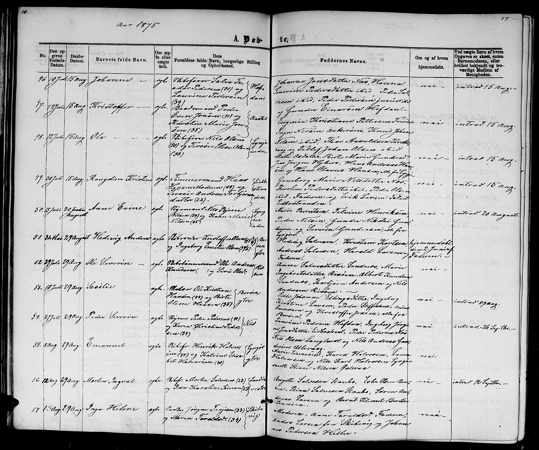 Dypvåg sokneprestkontor, AV/SAK-1111-0007/F/Fb/Fba/L0012: Parish register (copy) no. B 12, 1872-1886, p. 76-77