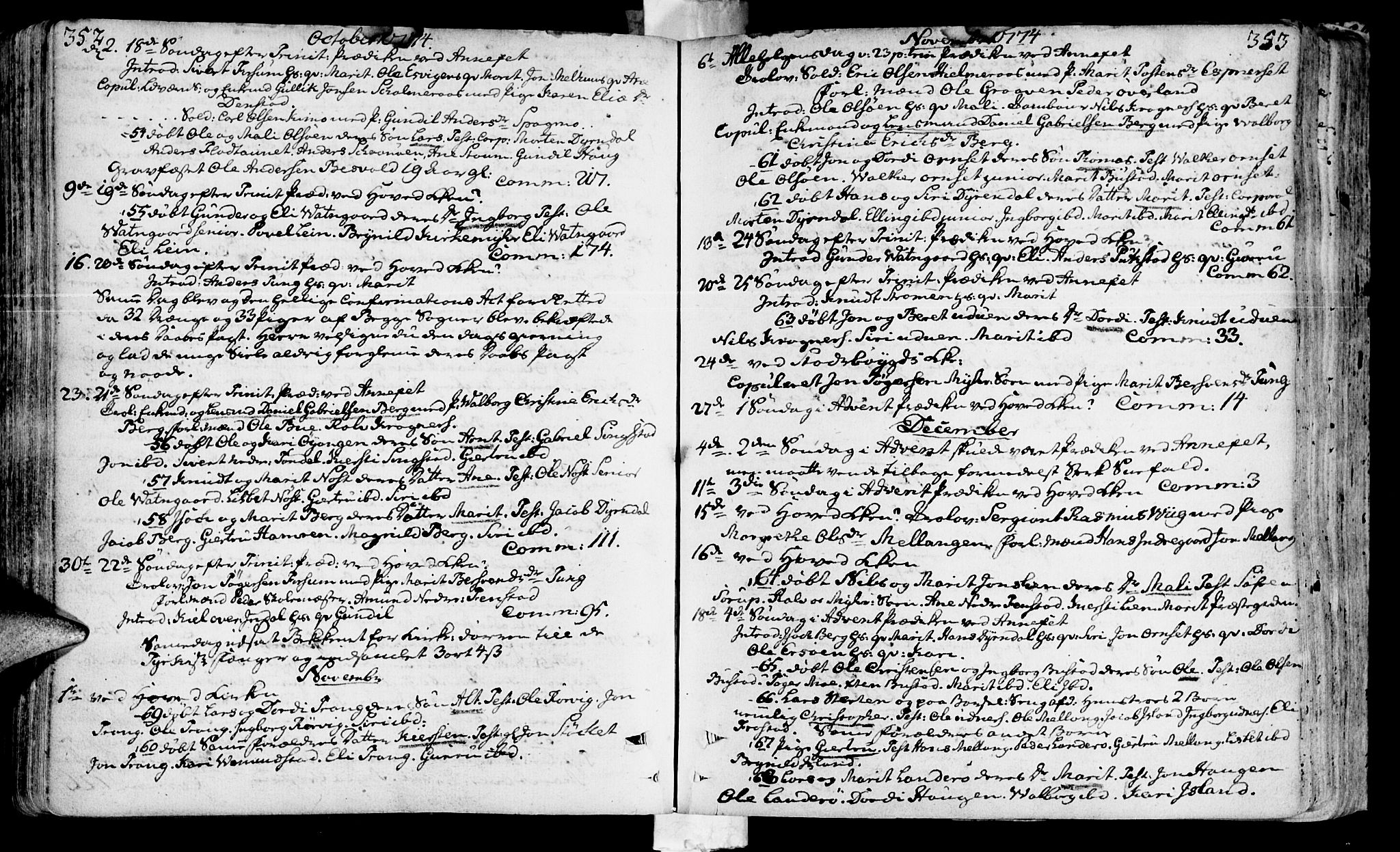 Ministerialprotokoller, klokkerbøker og fødselsregistre - Sør-Trøndelag, SAT/A-1456/646/L0605: Parish register (official) no. 646A03, 1751-1790, p. 352-353