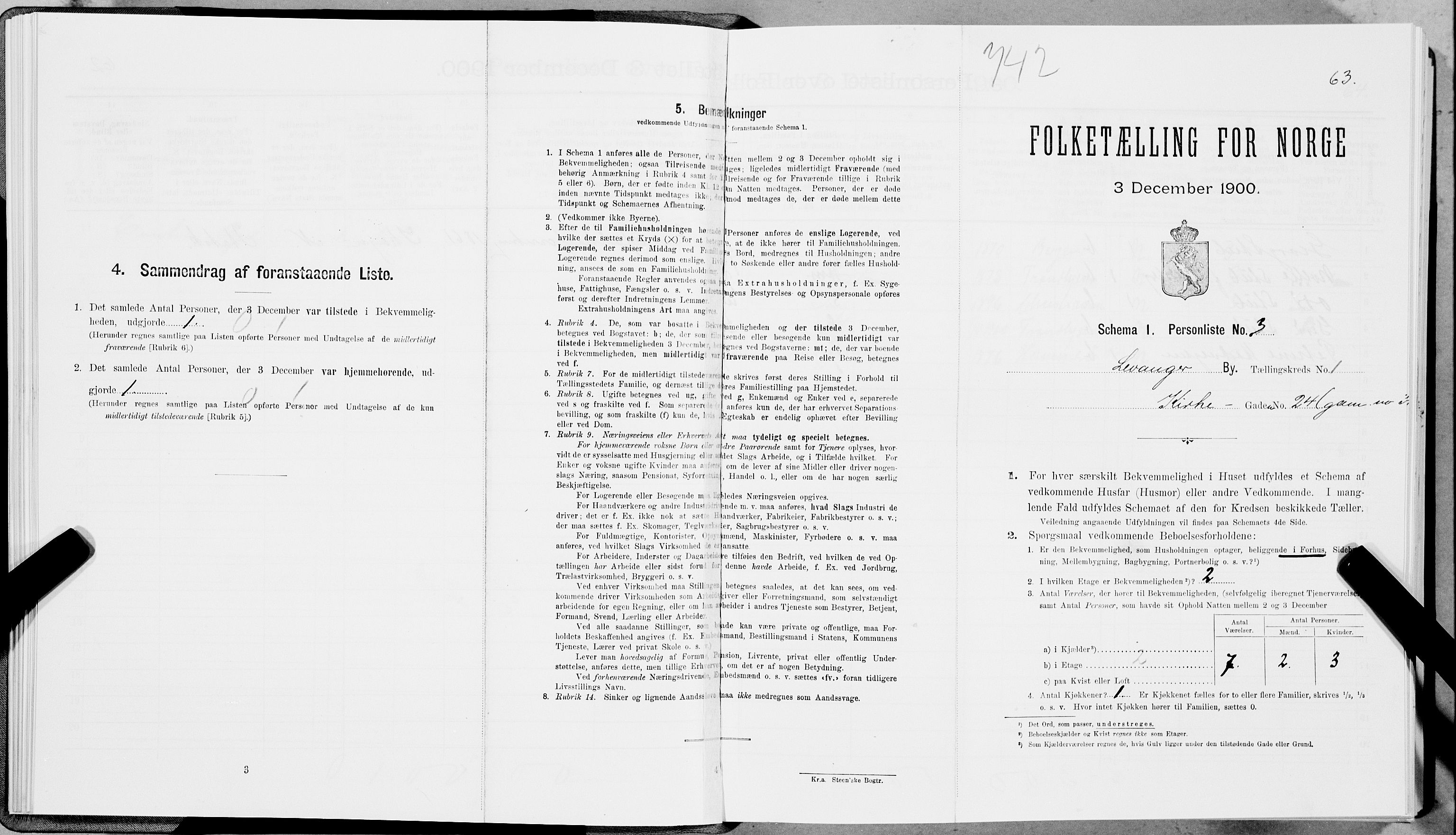 SAT, 1900 census for Levanger, 1900, p. 73