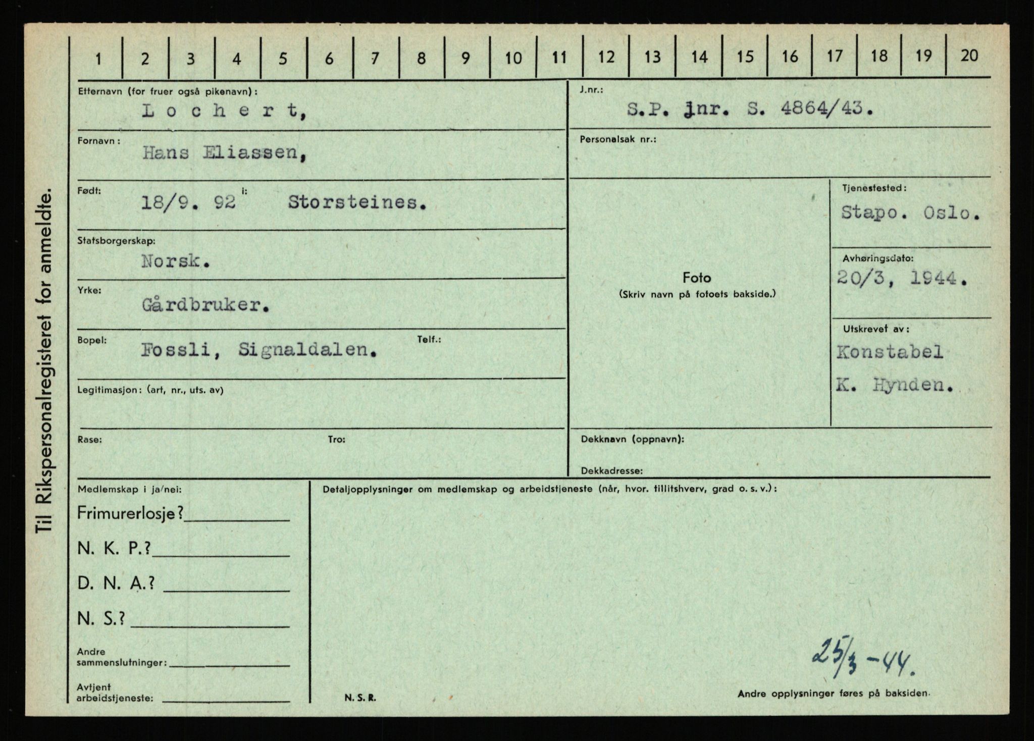 Statspolitiet - Hovedkontoret / Osloavdelingen, AV/RA-S-1329/C/Ca/L0010: Lind - Moksnes, 1943-1945, p. 508