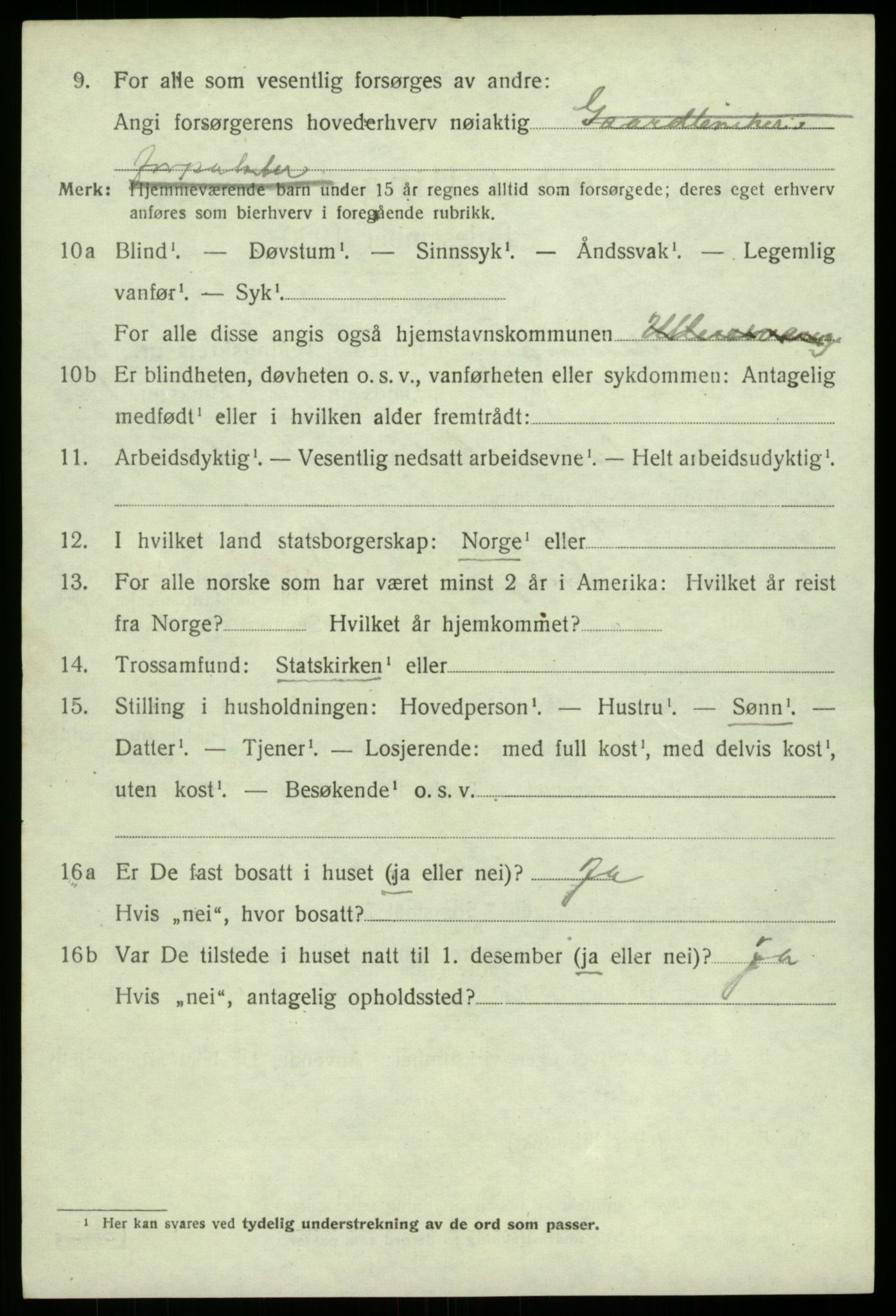 SAB, 1920 census for Ullensvang, 1920, p. 2373