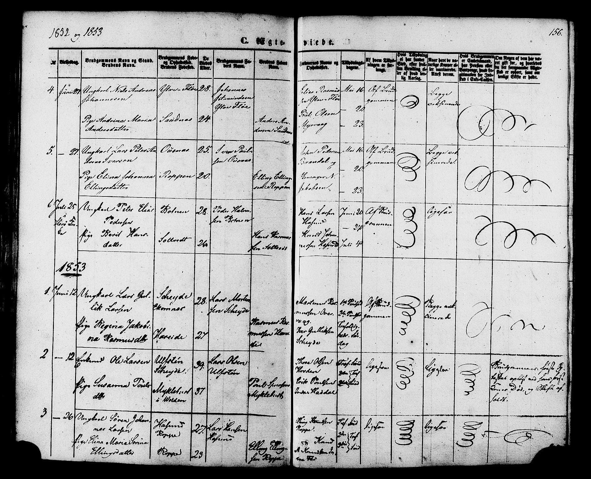 Ministerialprotokoller, klokkerbøker og fødselsregistre - Møre og Romsdal, AV/SAT-A-1454/509/L0105: Parish register (official) no. 509A03, 1848-1882, p. 156