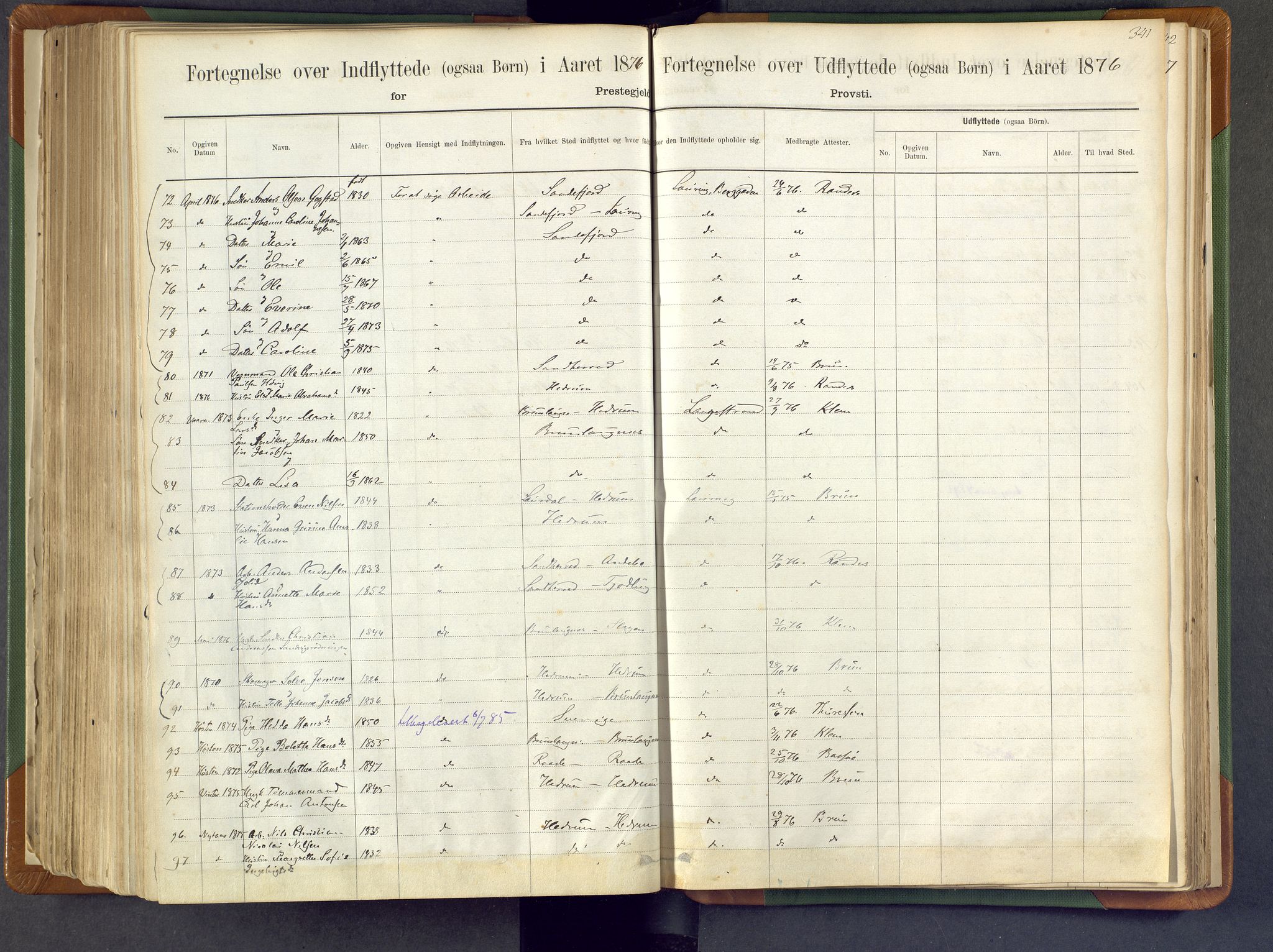 Larvik kirkebøker, AV/SAKO-A-352/F/Fa/L0007: Parish register (official) no. I 7, 1871-1883, p. 341